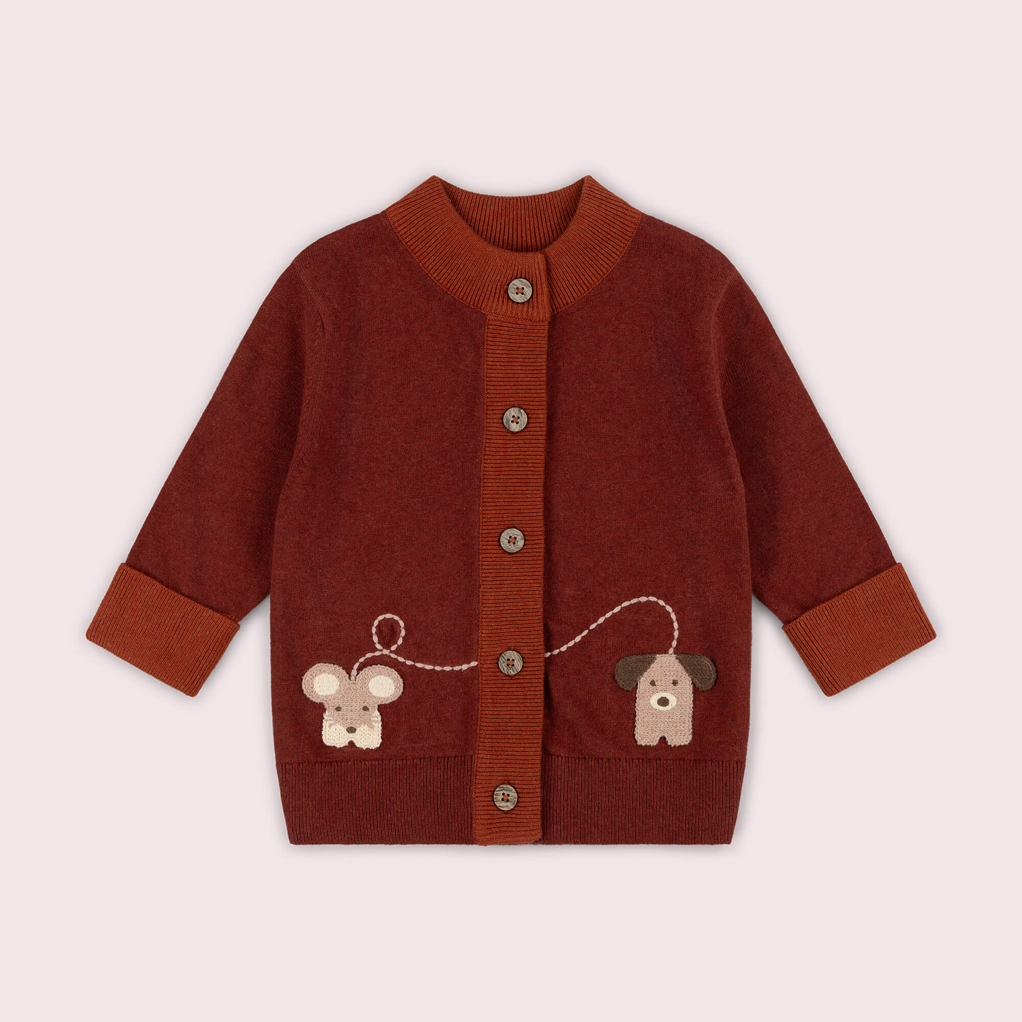 Pawfect Applique Knitted Cardigan Brown / 7-8y