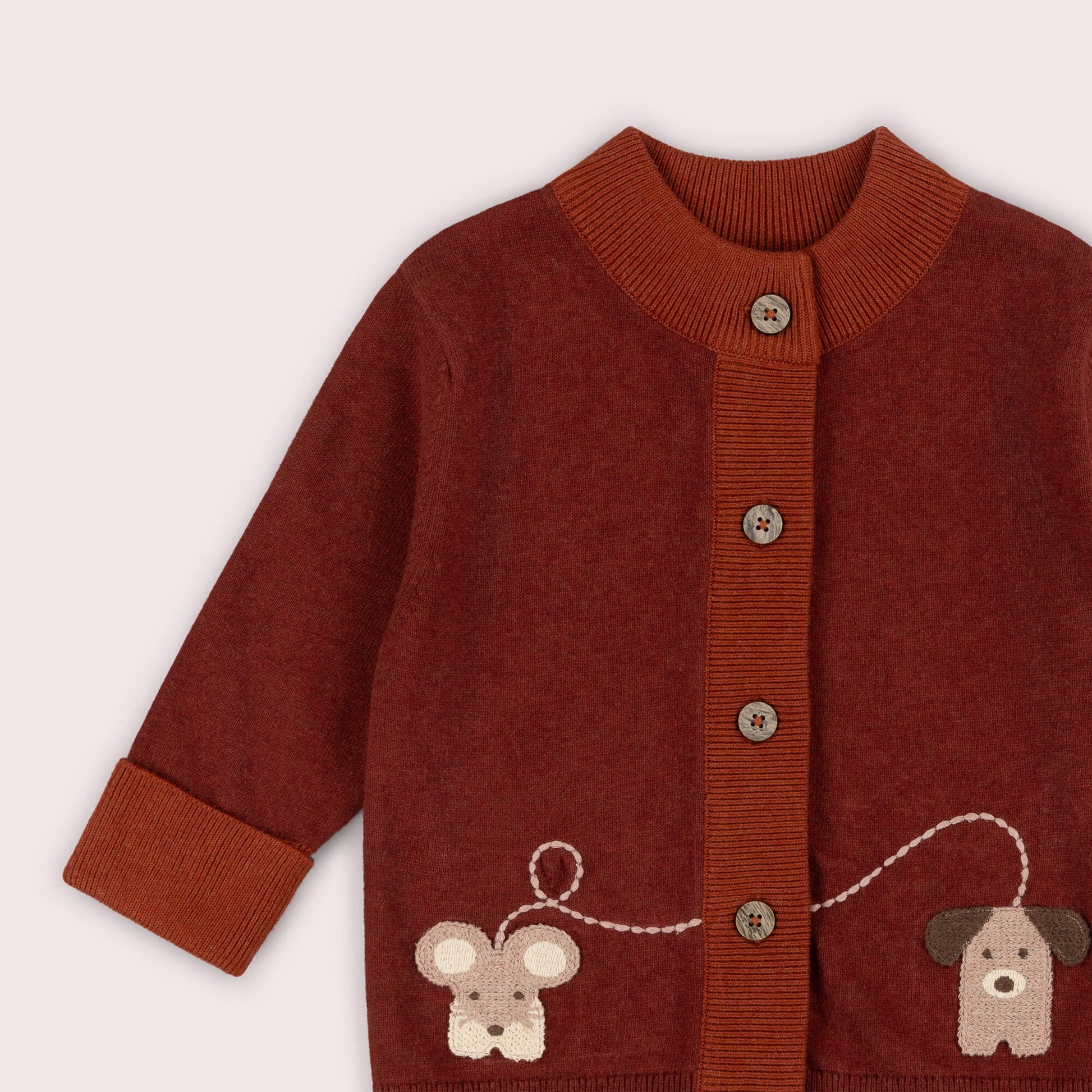 Pawfect Applique Knitted Cardigan Brown / 7-8y