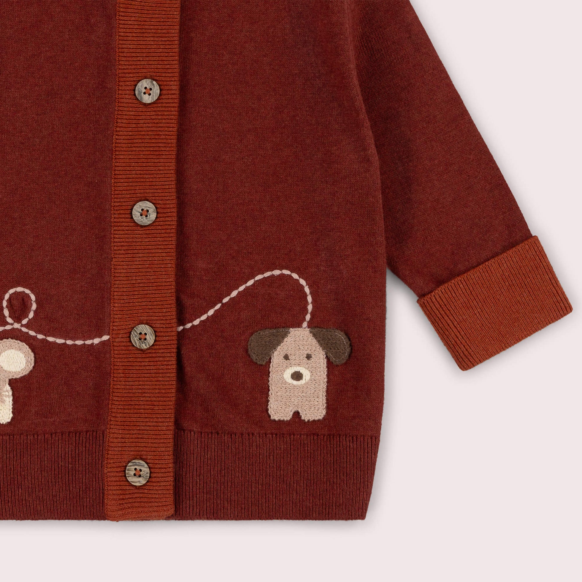 Pawfect Applique Knitted Cardigan Brown / 7-8y