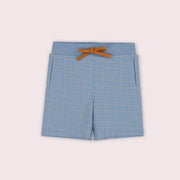 Lake Blue Check Jogger Shorts Blue / 7-8y