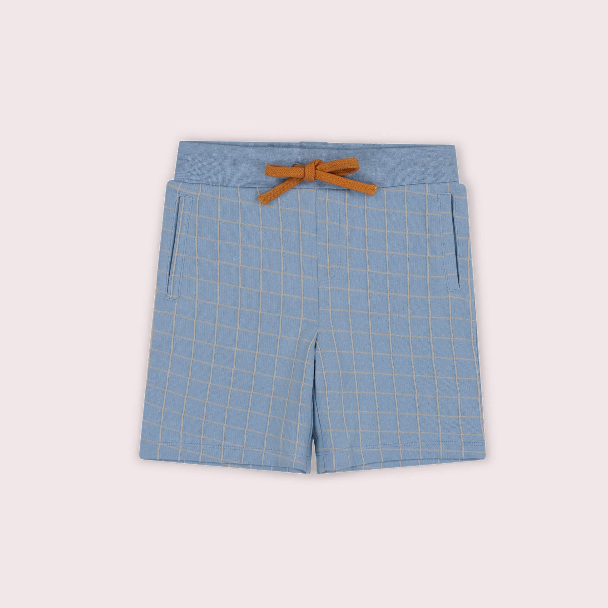 Lake Blue Check Jogger Shorts Blue / 7-8y