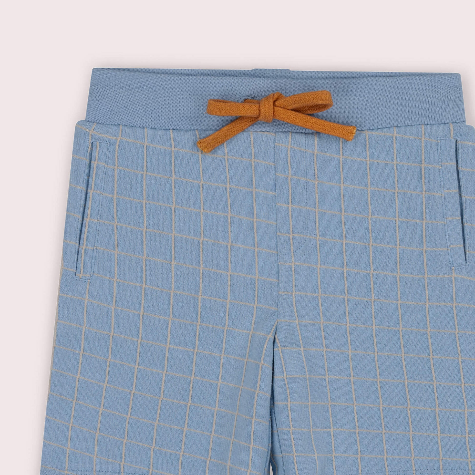 Lake Blue Check Jogger Shorts Blue / 7-8y