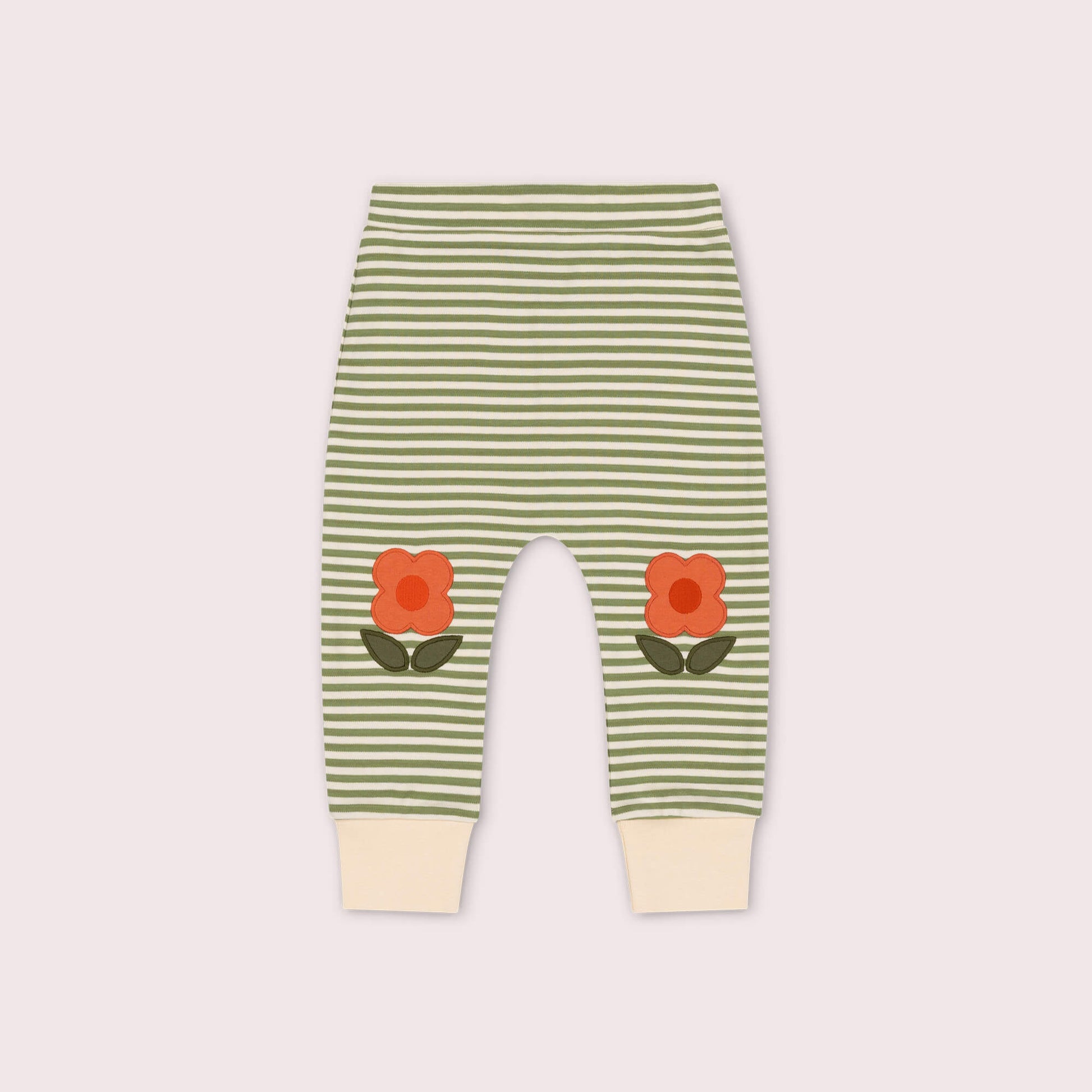 Tigerlily Flowers Knee Patch Striped Joggers Green / 5-6y