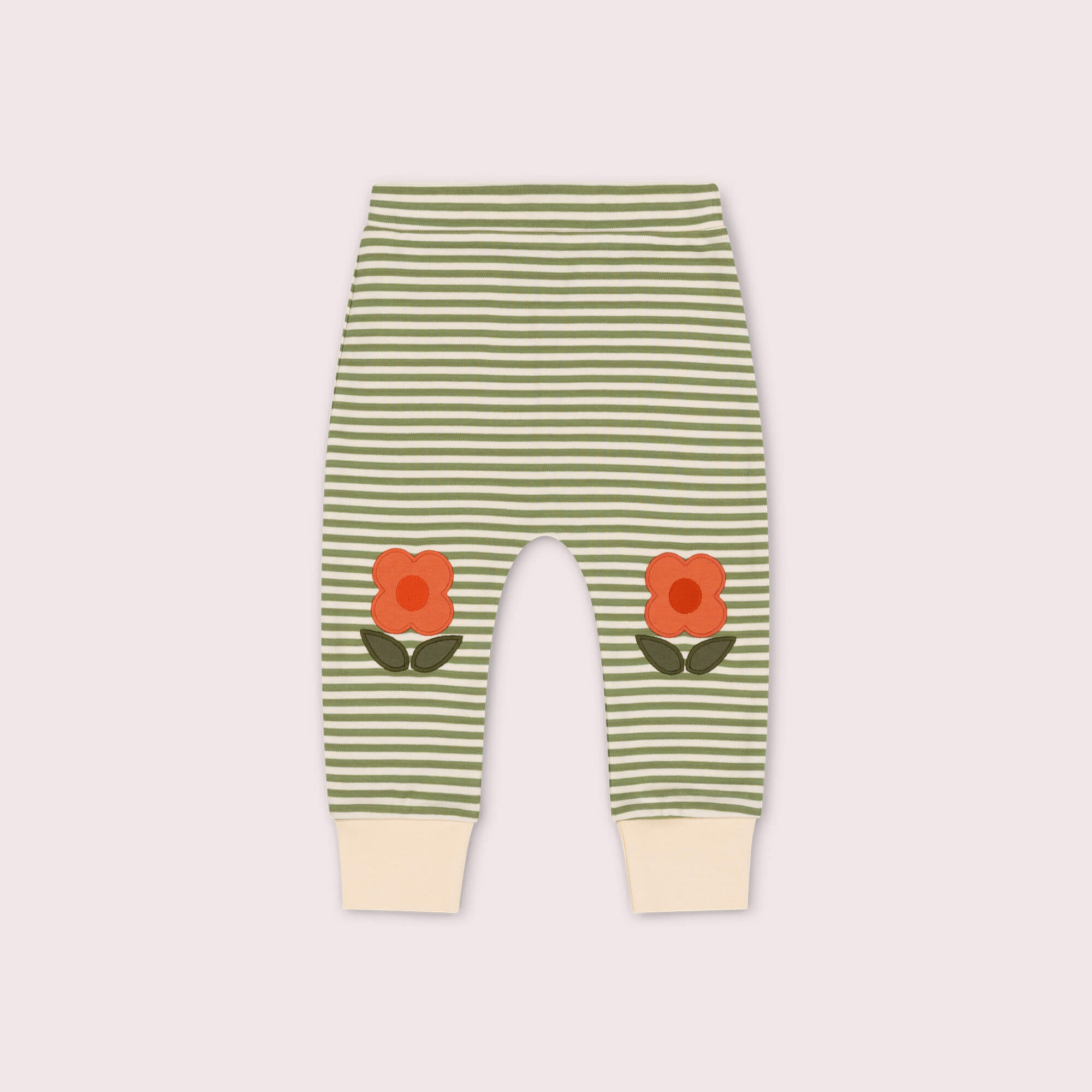 Tigerlily Flowers Knee Patch Striped Joggers Green / 5-6y