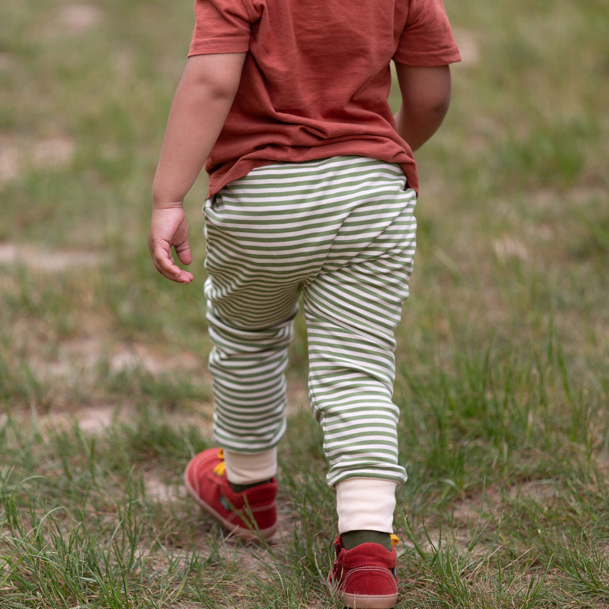 Tigerlily Flowers Knee Patch Striped Joggers Green / 5-6y