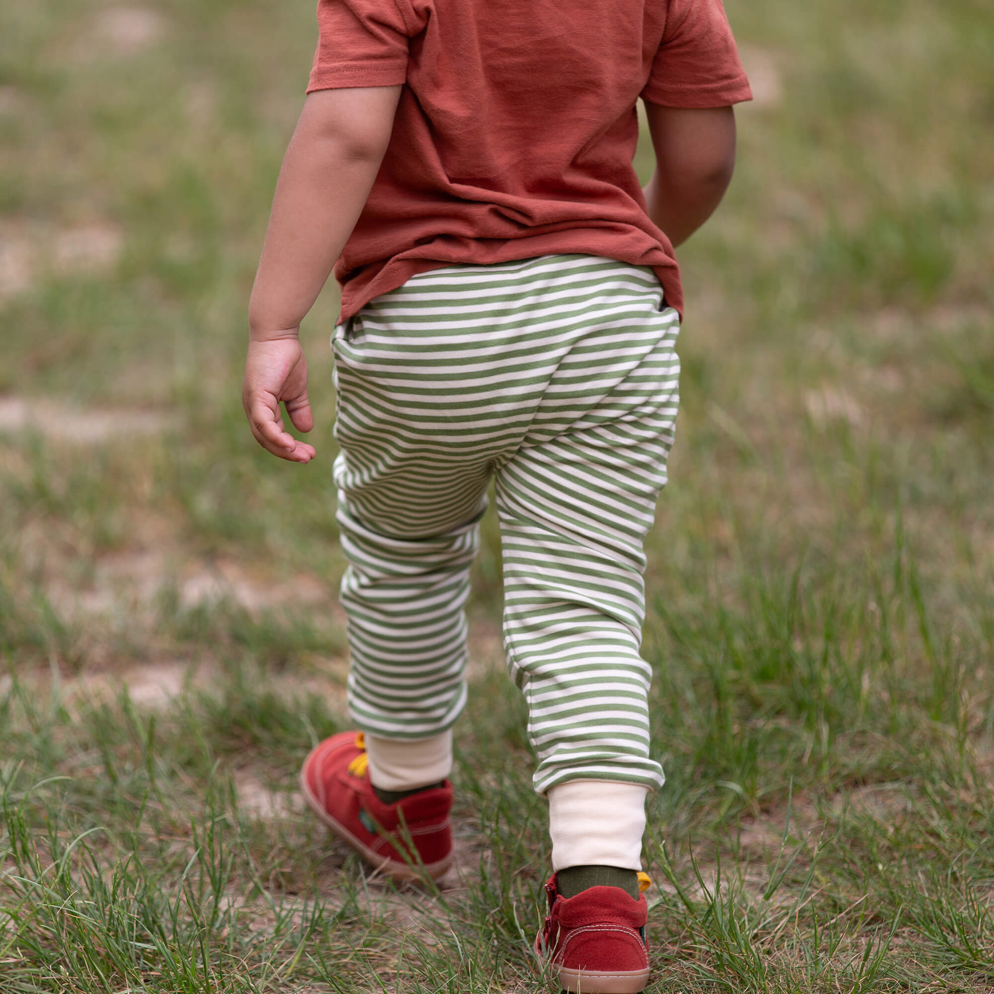 Tigerlily Flowers Knee Patch Striped Joggers Green / 5-6y