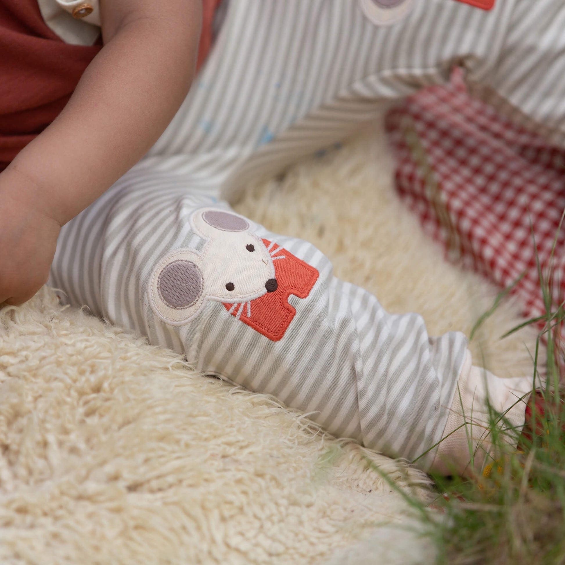 Little Mouse Knee Patch Striped Joggers Pink / 5-6y