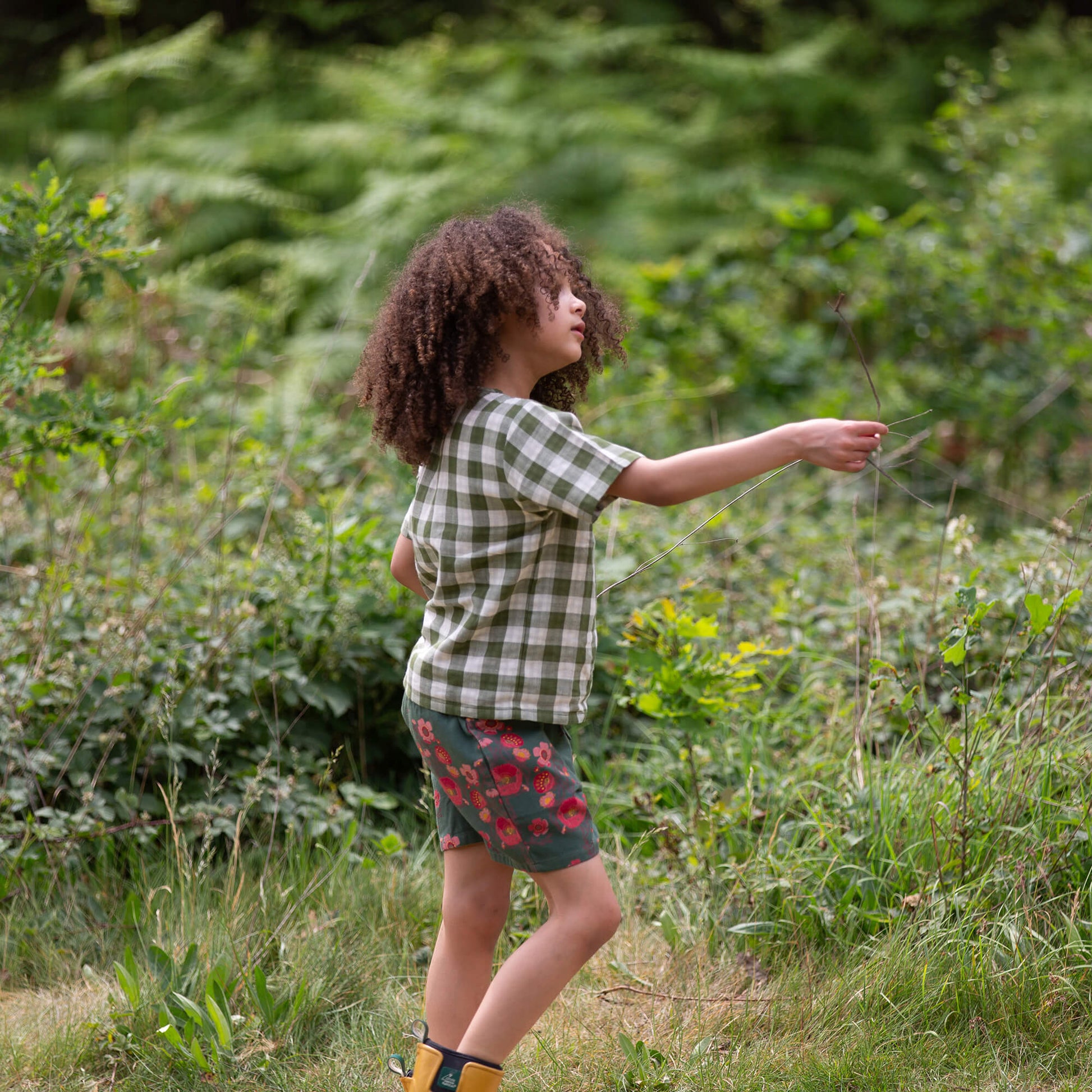 Olive Poppies By The Sea Shorts Green / 7-8y
