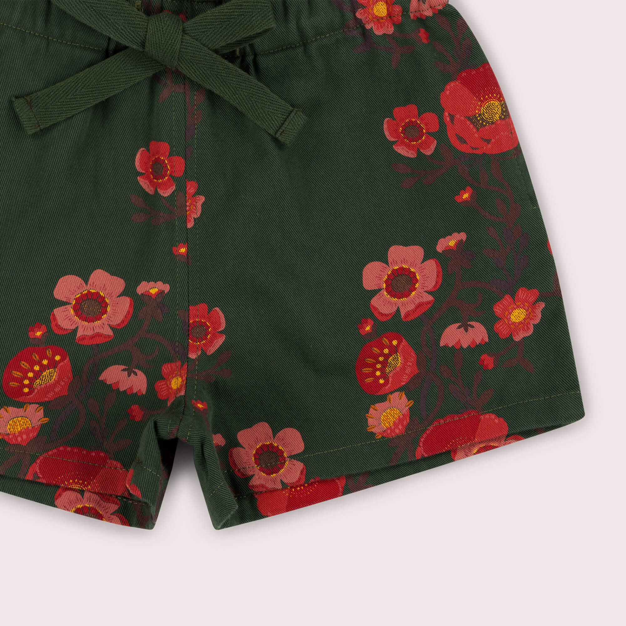 Olive Poppies By The Sea Shorts Green / 7-8y