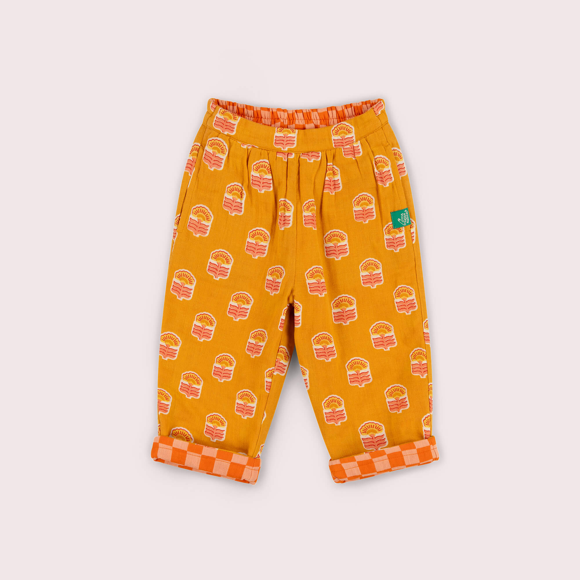 Gold Flowers Reversible Pull On Trousers Gold / 7-8y