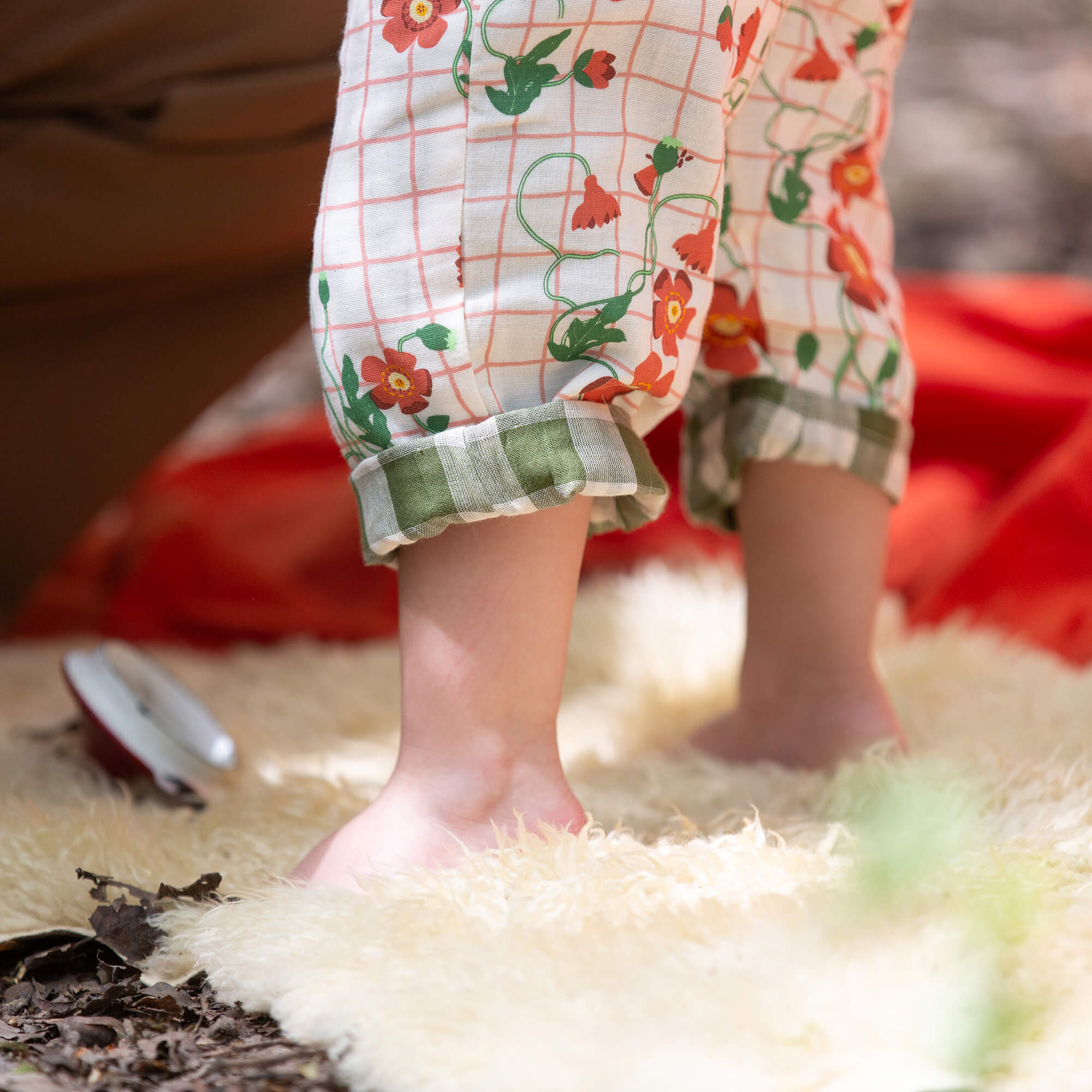 Cream Wild Poppies Reversible Pull On Trousers Cream / 7-8y