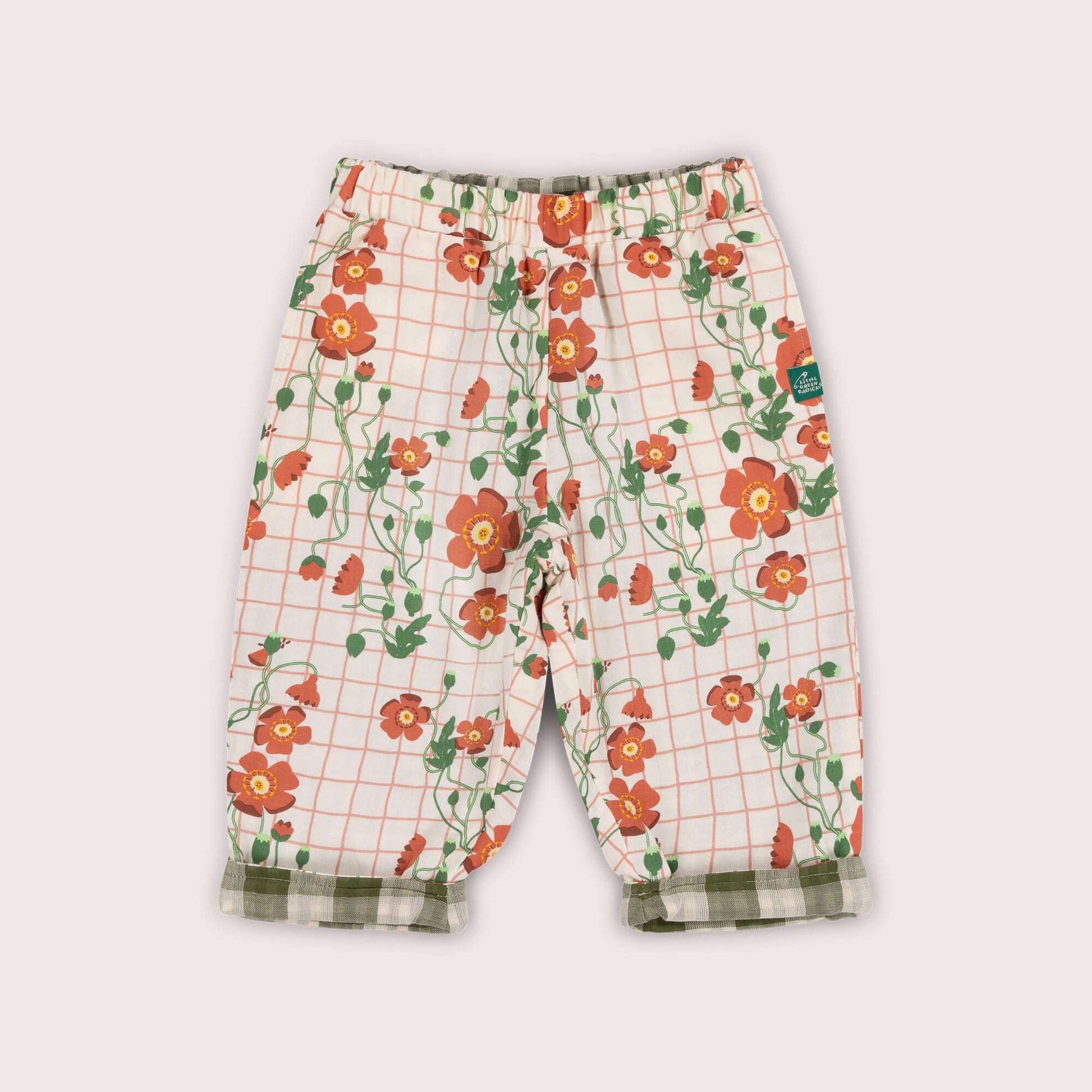 Cream Wild Poppies Reversible Pull On Trousers Cream / 7-8y