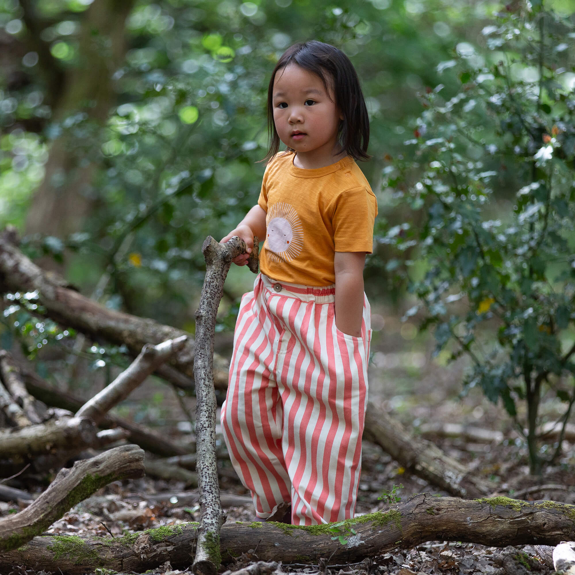 Sunset Red Striped Barrel Trousers Red / 7-8y