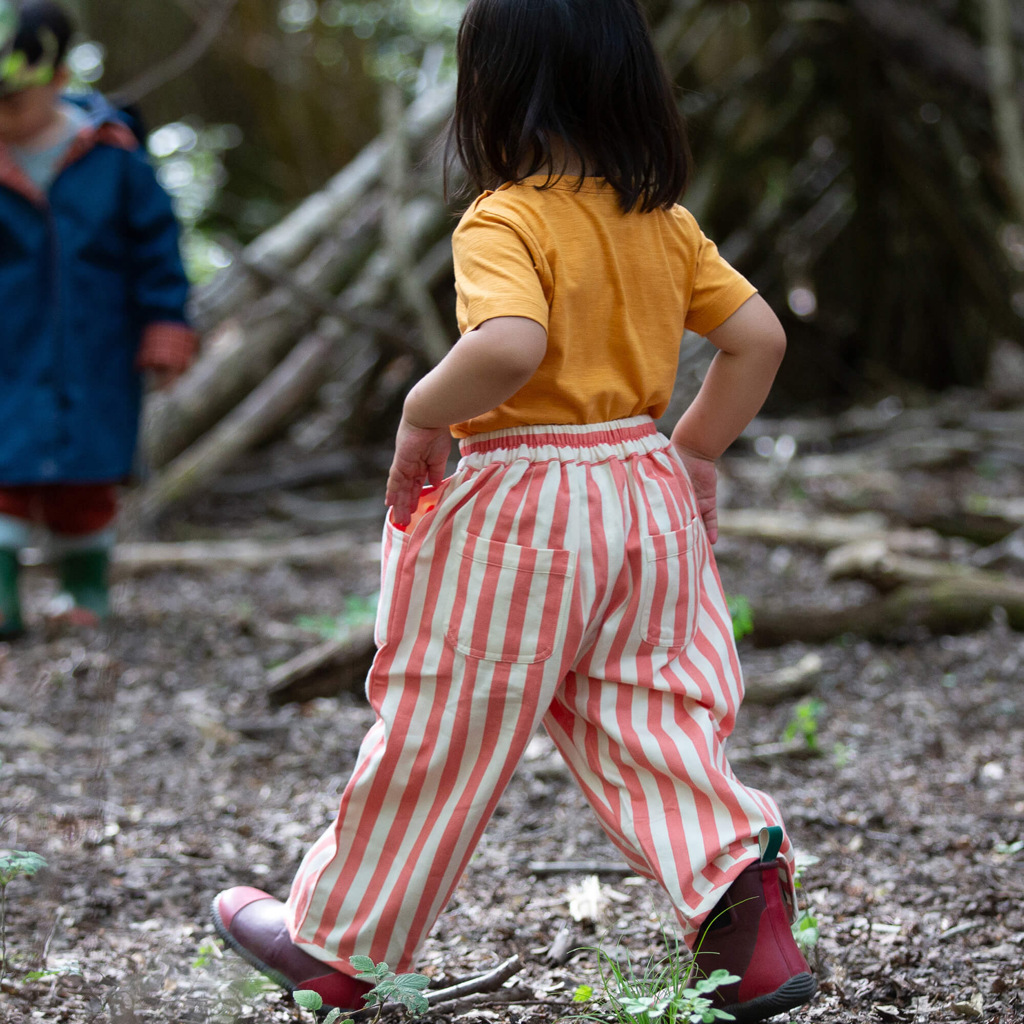 Sunset Red Striped Barrel Trousers Red / 7-8y