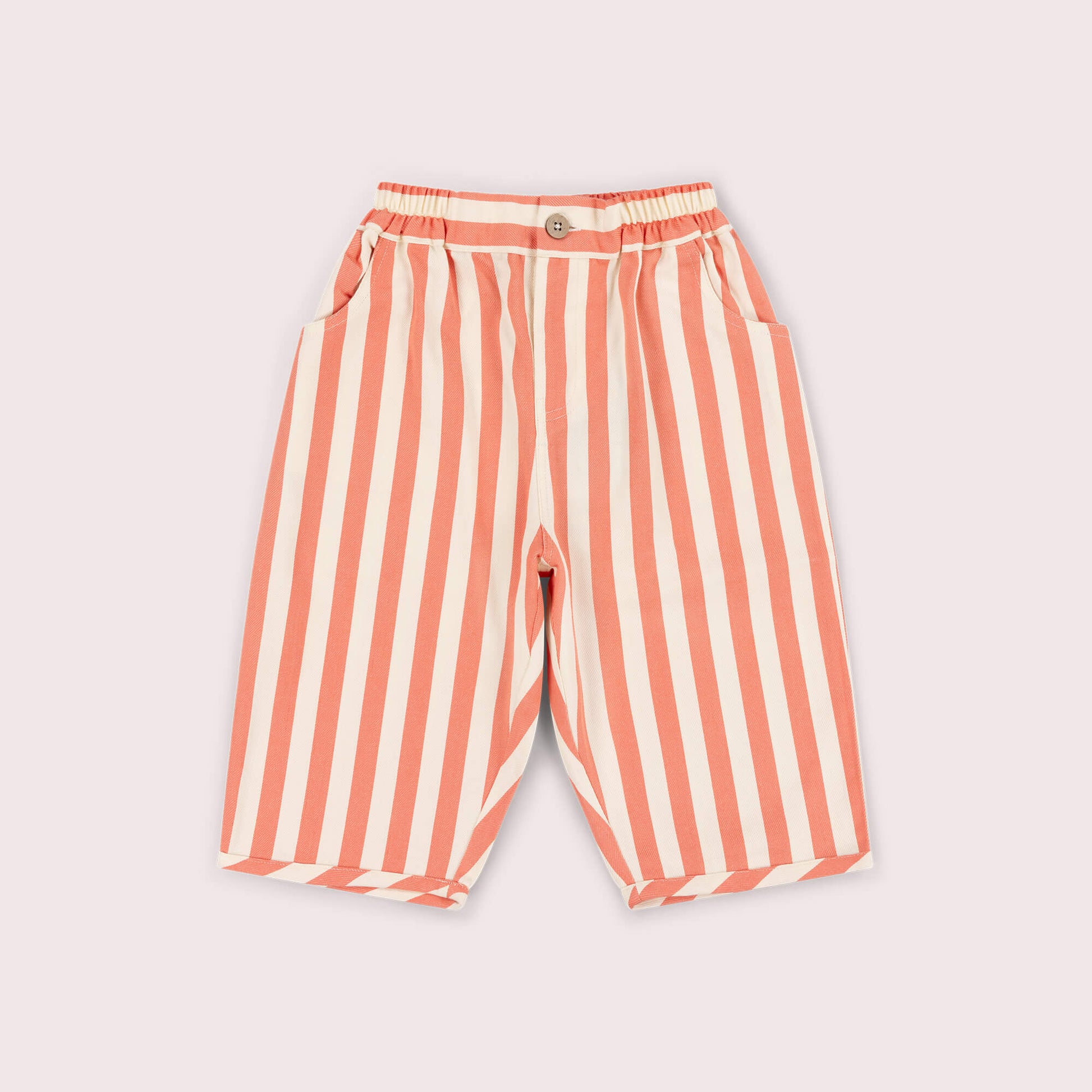 Sunset Red Striped Barrel Trousers Red / 7-8y