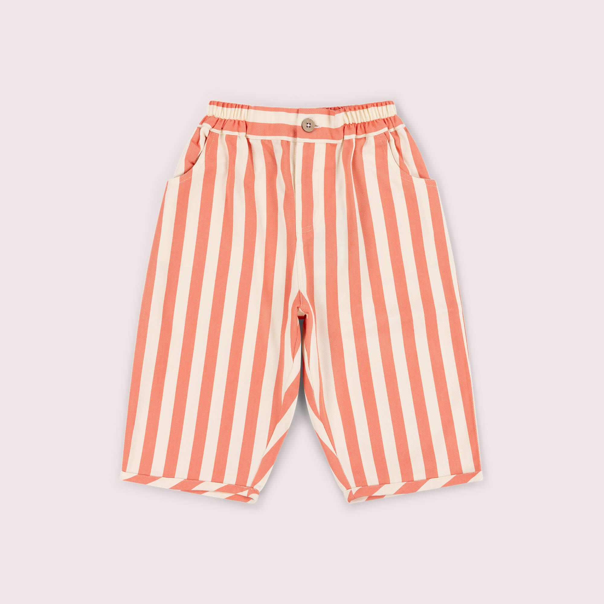 Sunset Red Striped Barrel Trousers Red / 7-8y