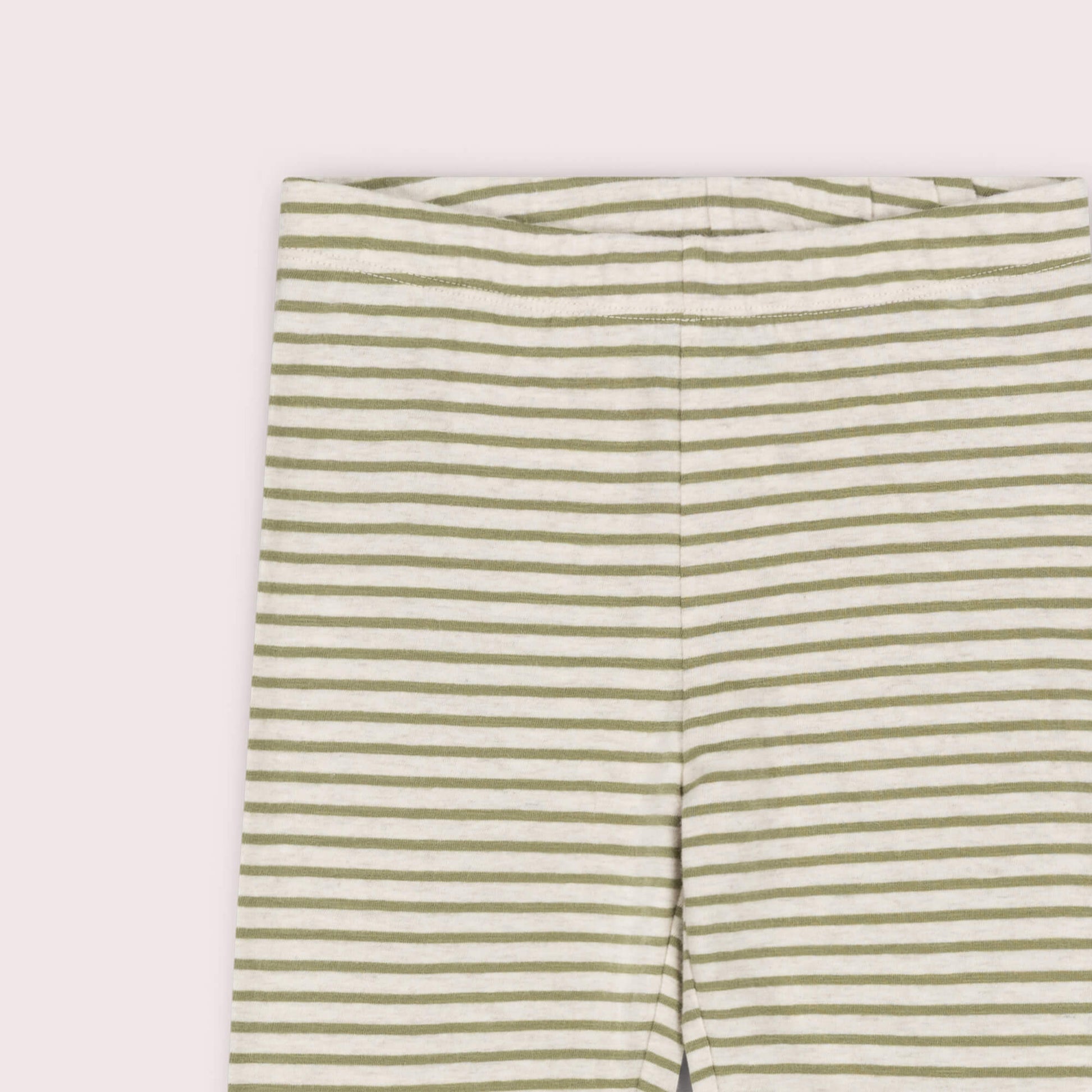 Chive Green Striped Organic Leggings Green / 7-8y