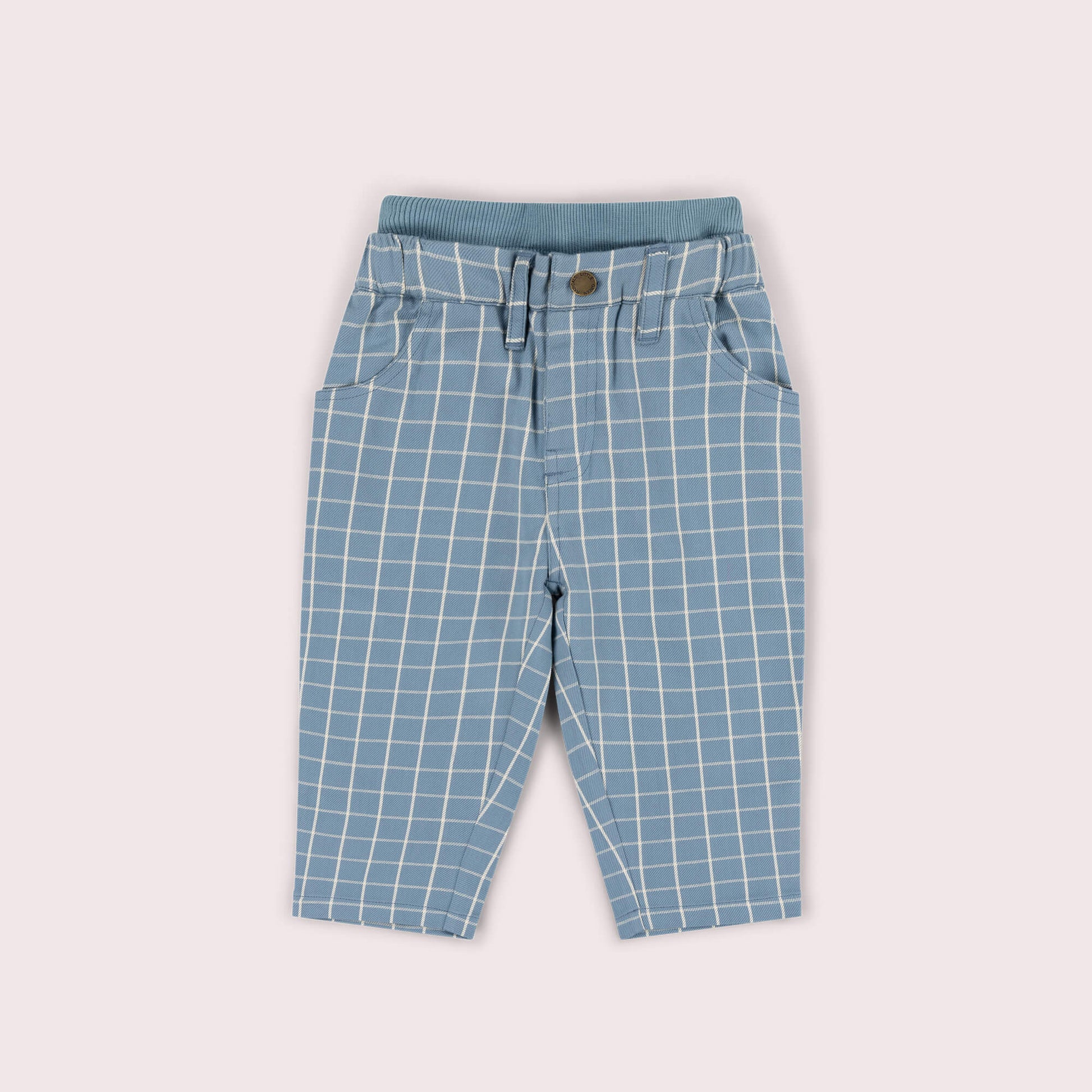 Lake Blue Check Pocket Trousers Blue / 7-8y
