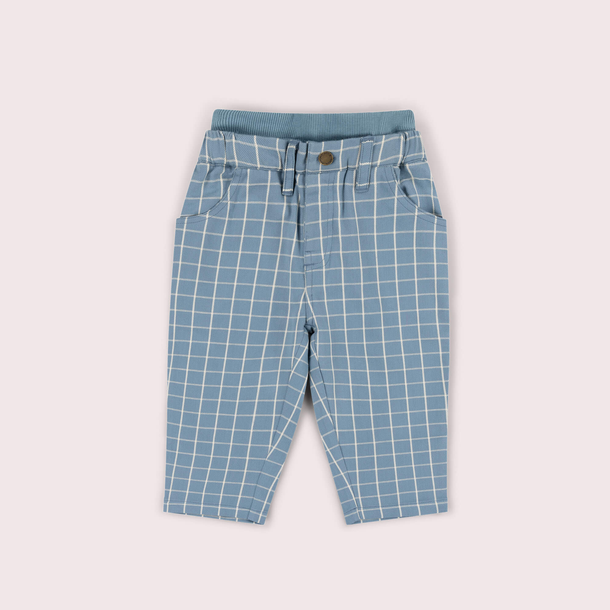 Lake Blue Check Pocket Trousers Blue / 7-8y