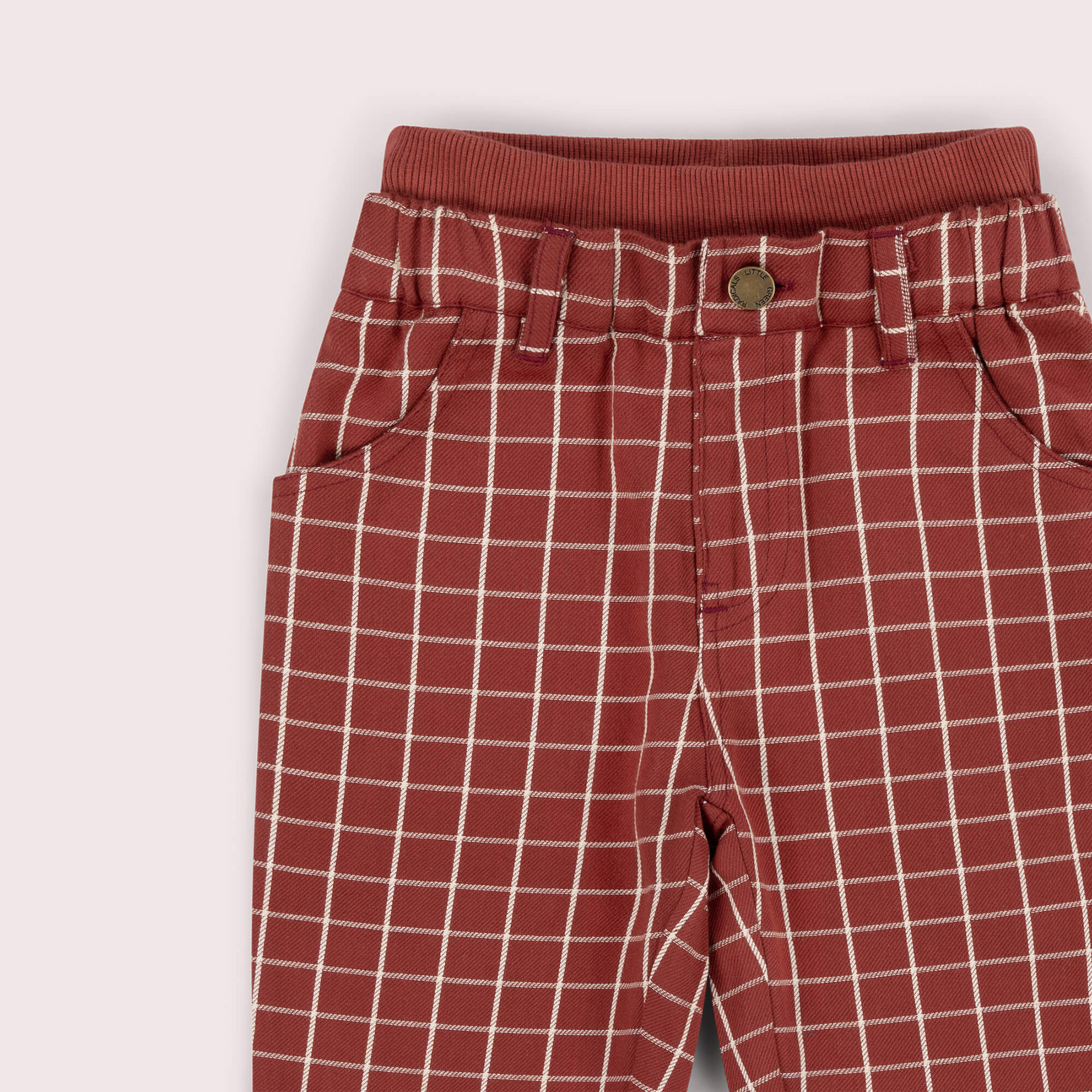 Ginger Check Pocket Trousers Orange / 7-8y
