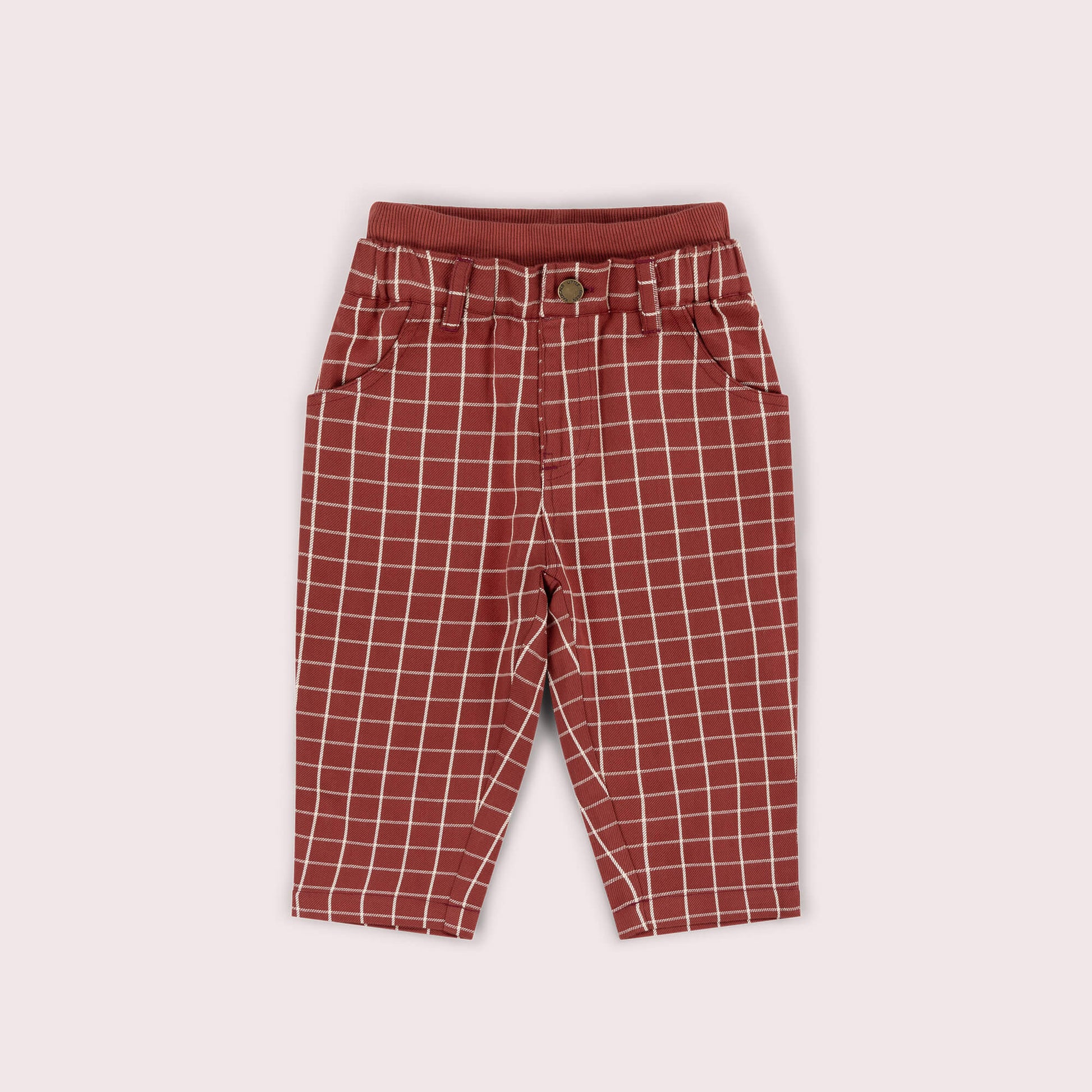 Ginger Check Pocket Trousers Orange / 7-8y