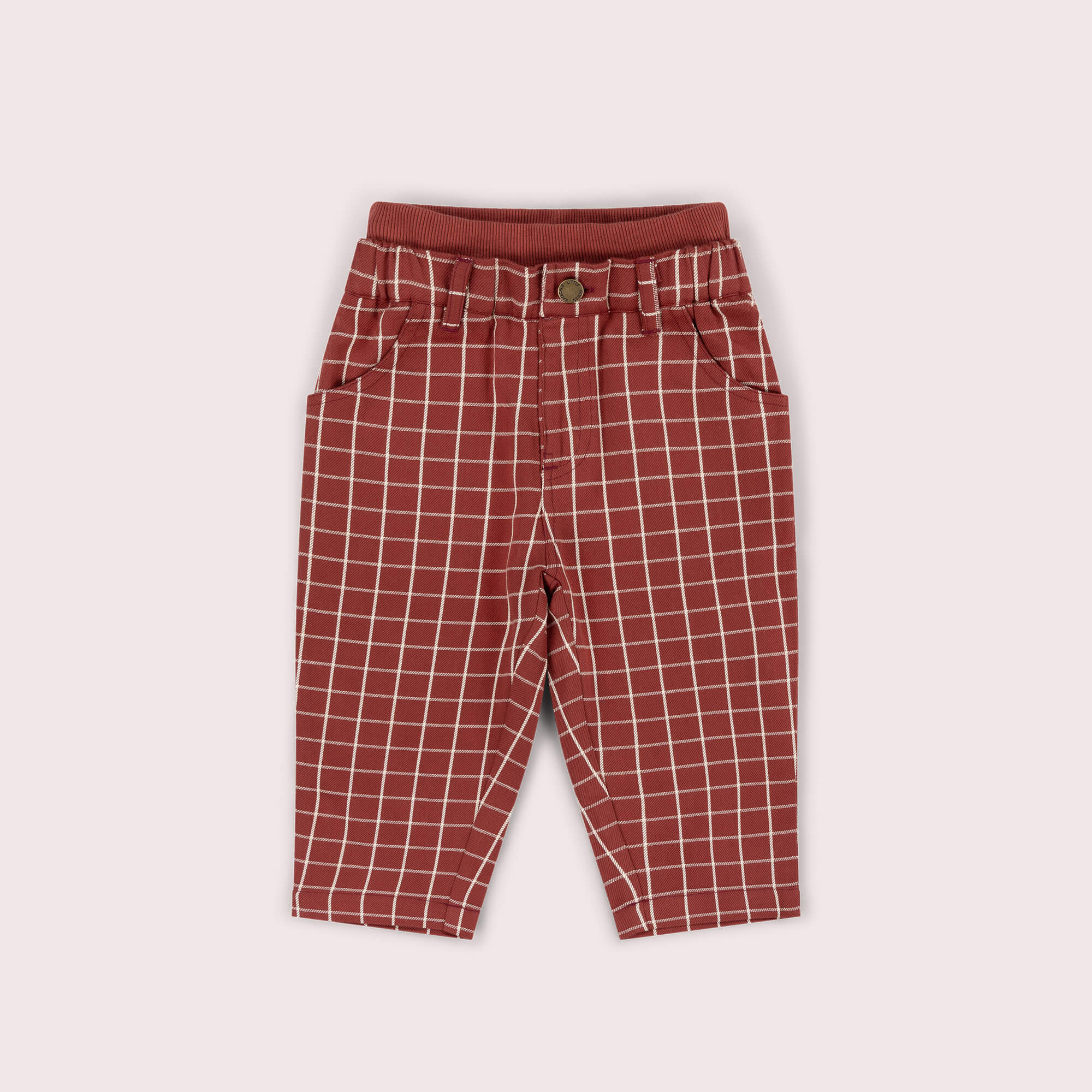 Ginger Check Pocket Trousers Orange / 7-8y
