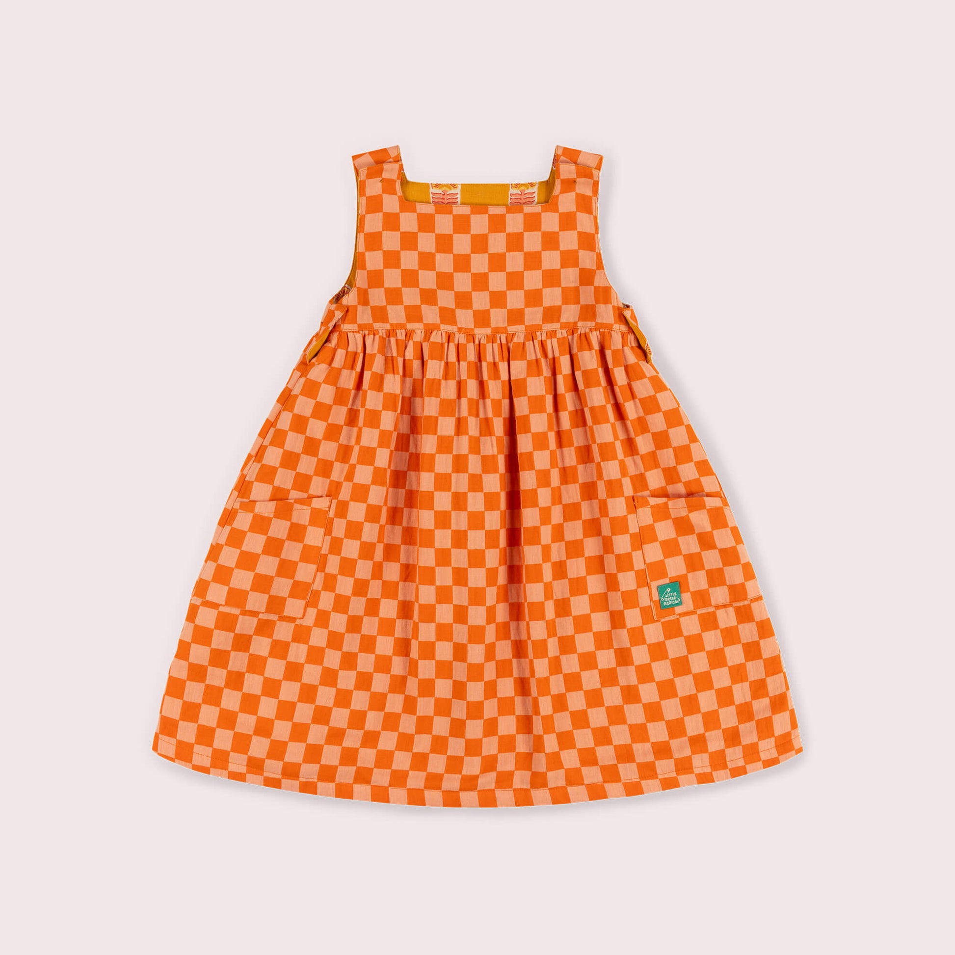 Golden Flowers Reversible Pinny Dress Gold / 7-8y