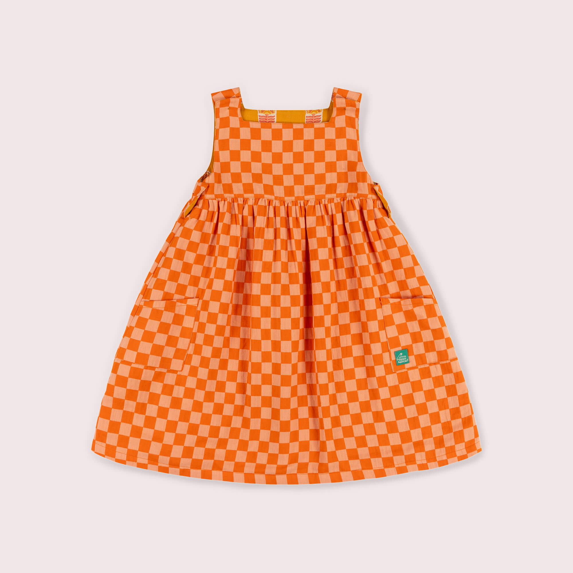 Golden Flowers Reversible Pinny Dress Gold / 7-8y