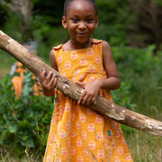 Golden Flowers Reversible Pinny Dress Gold / 7-8y