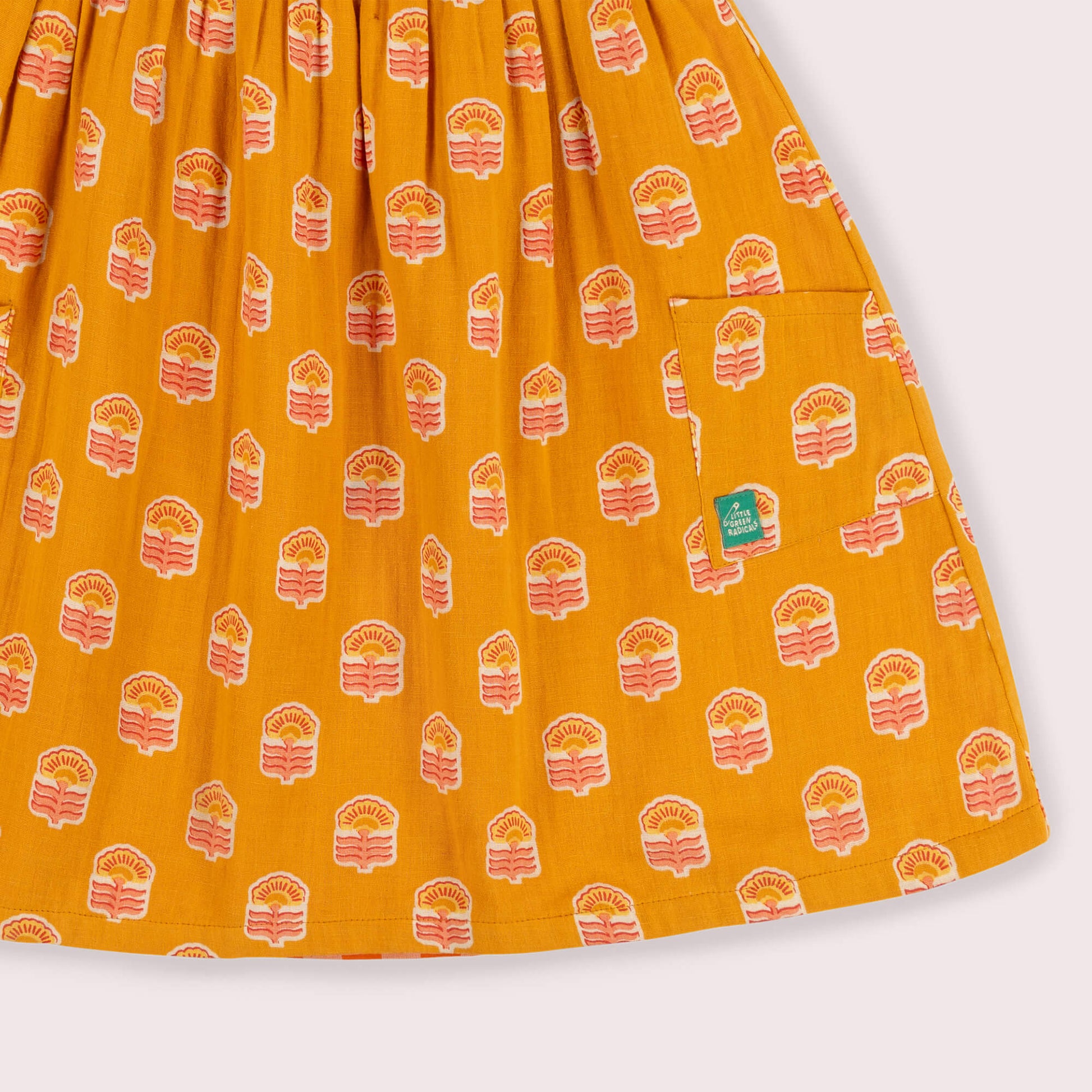Golden Flowers Reversible Pinny Dress Gold / 7-8y
