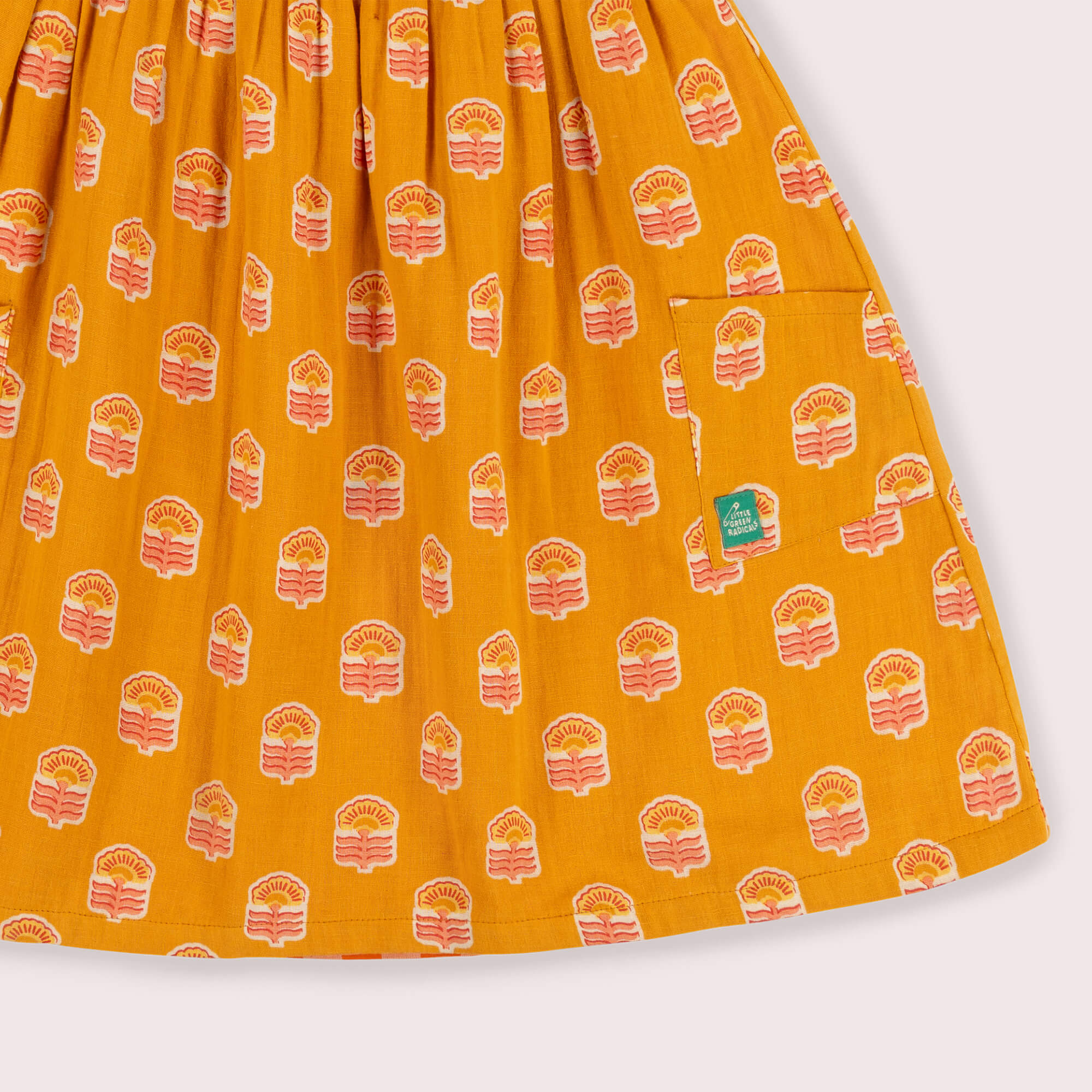 Golden Flowers Reversible Pinny Dress Gold / 7-8y