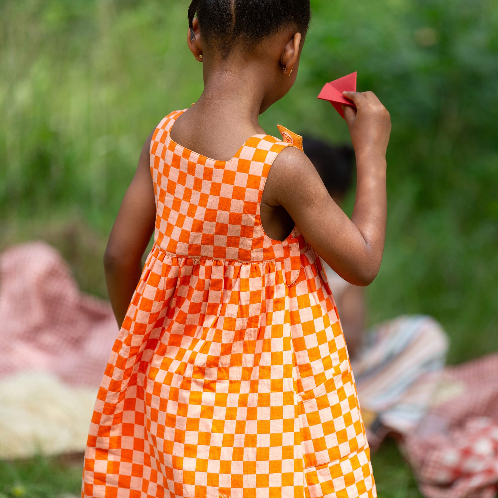 Golden Flowers Reversible Pinny Dress Gold / 7-8y