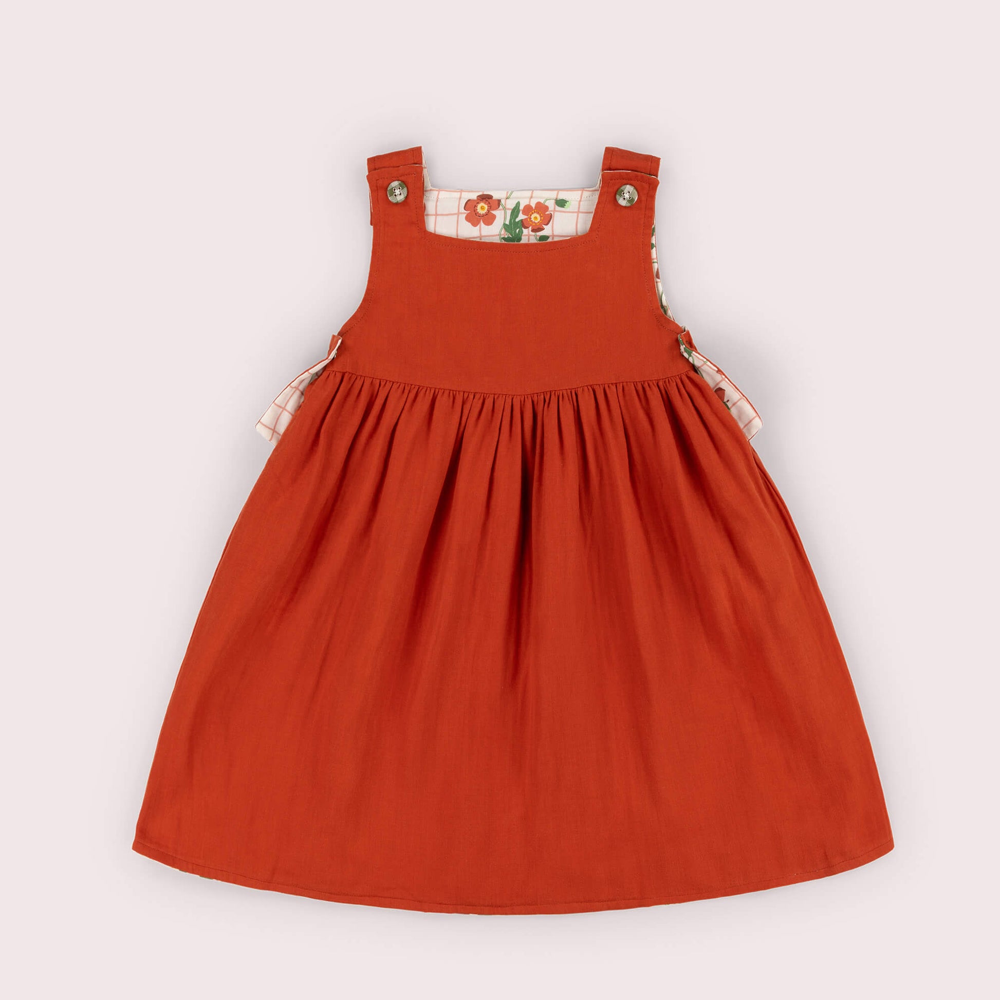 Cream Wild Poppies Reversible Pinny Dress Cream / 7-8y