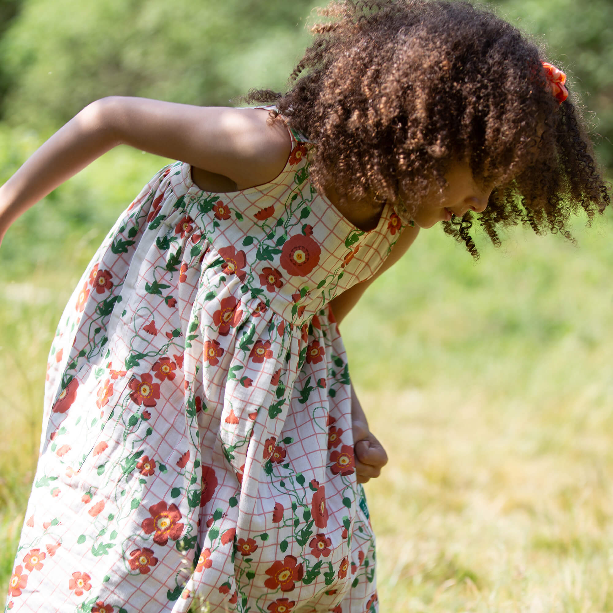Cream Wild Poppies Reversible Pinny Dress Cream / 7-8y