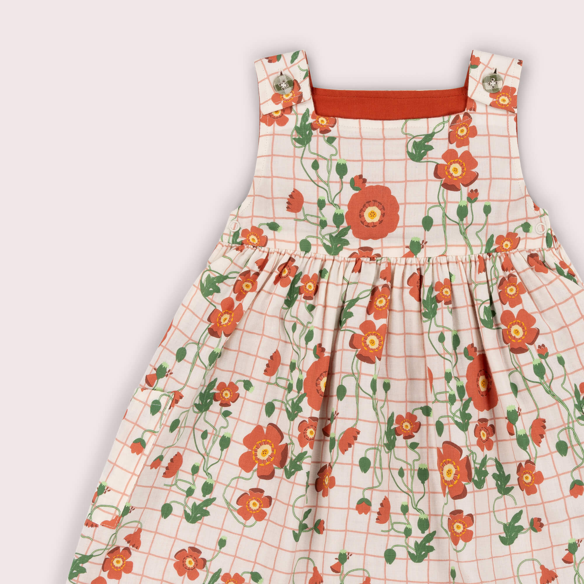 Cream Wild Poppies Reversible Pinny Dress Cream / 7-8y