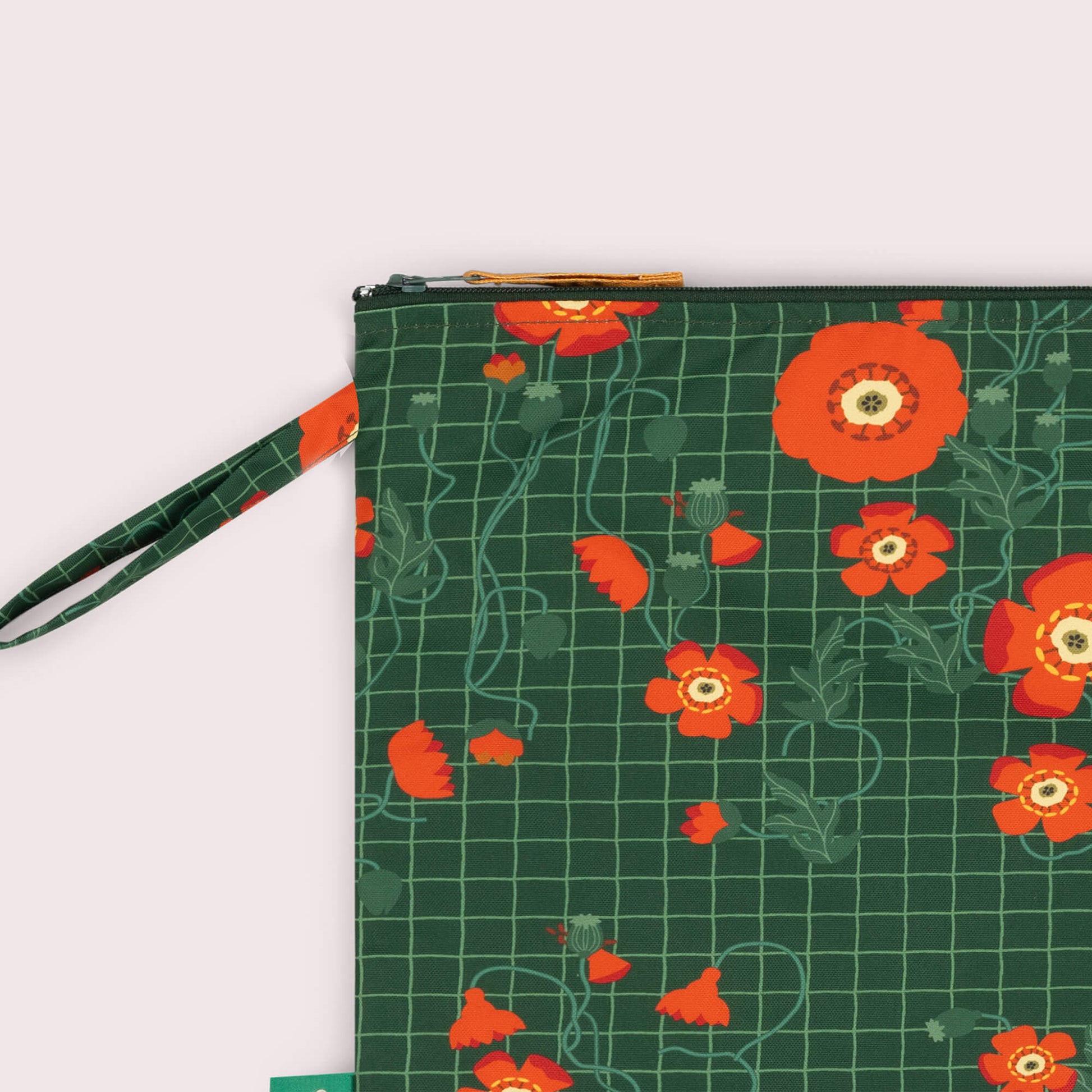 Wild Poppies Recycled Waterproof Wet Bag Green / one size
