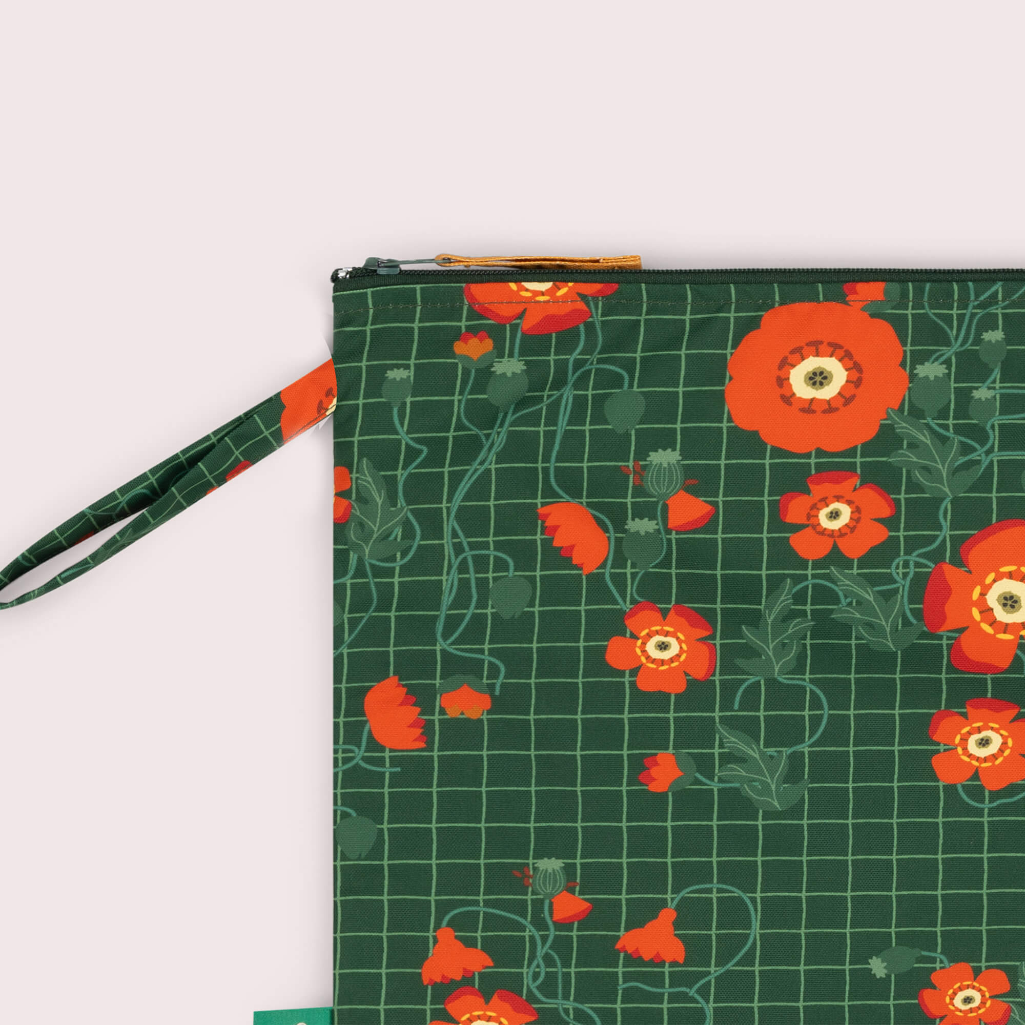 Wild Poppies Recycled Waterproof Wet Bag Green / one size