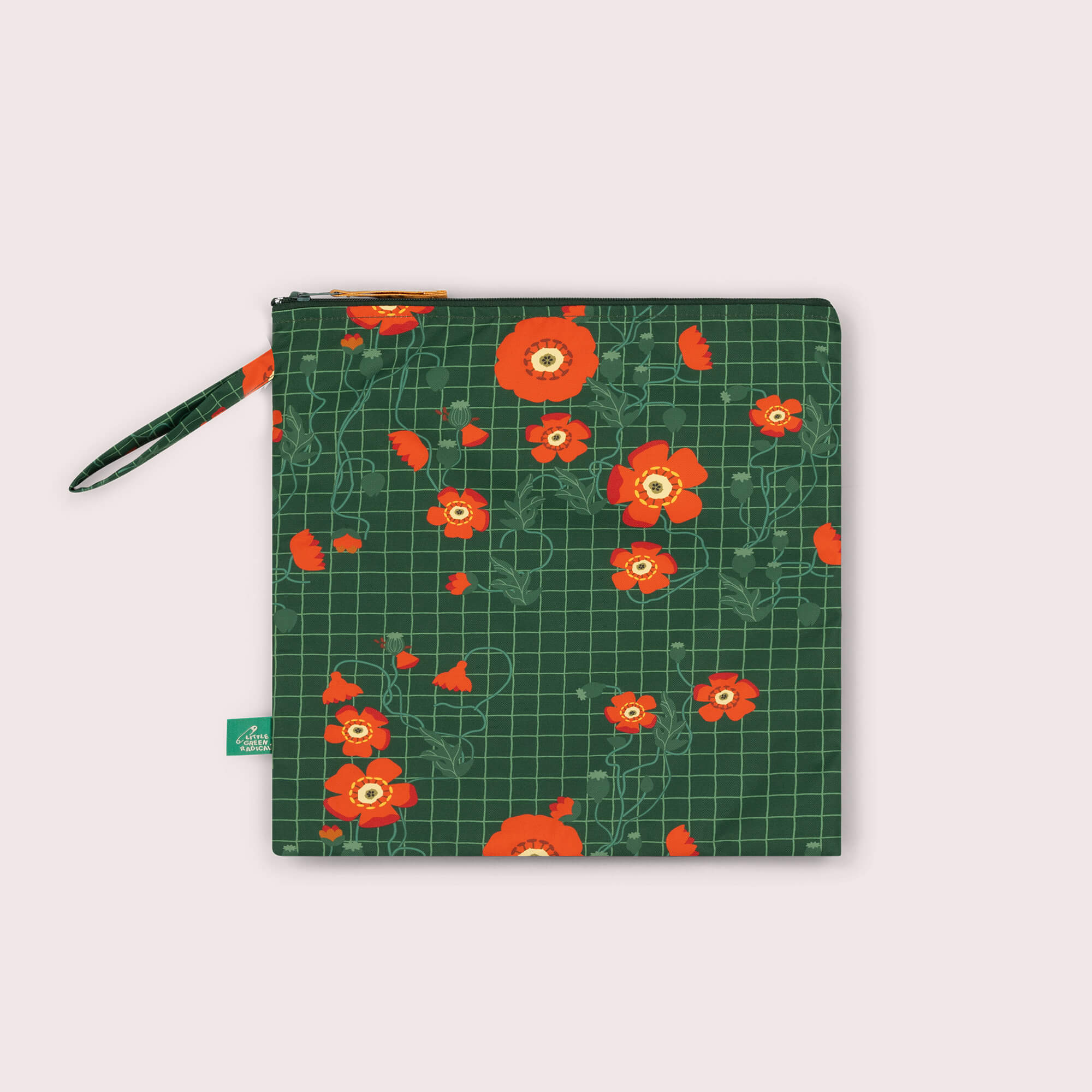Wild Poppies Recycled Waterproof Wet Bag Green / one size