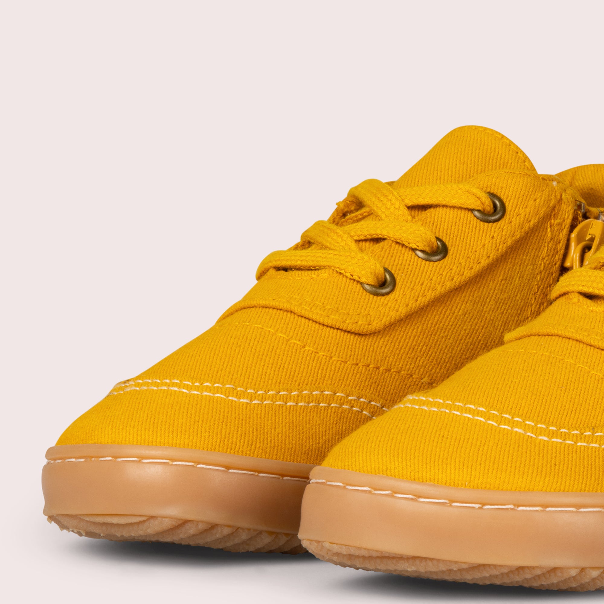 Gold Canvas Zip-up Shoes