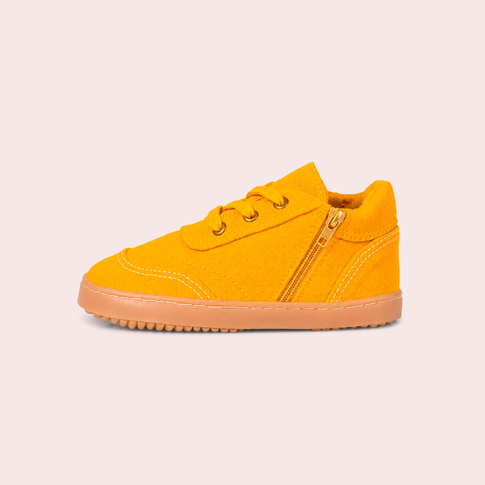 Gold Canvas Zip-up Shoes