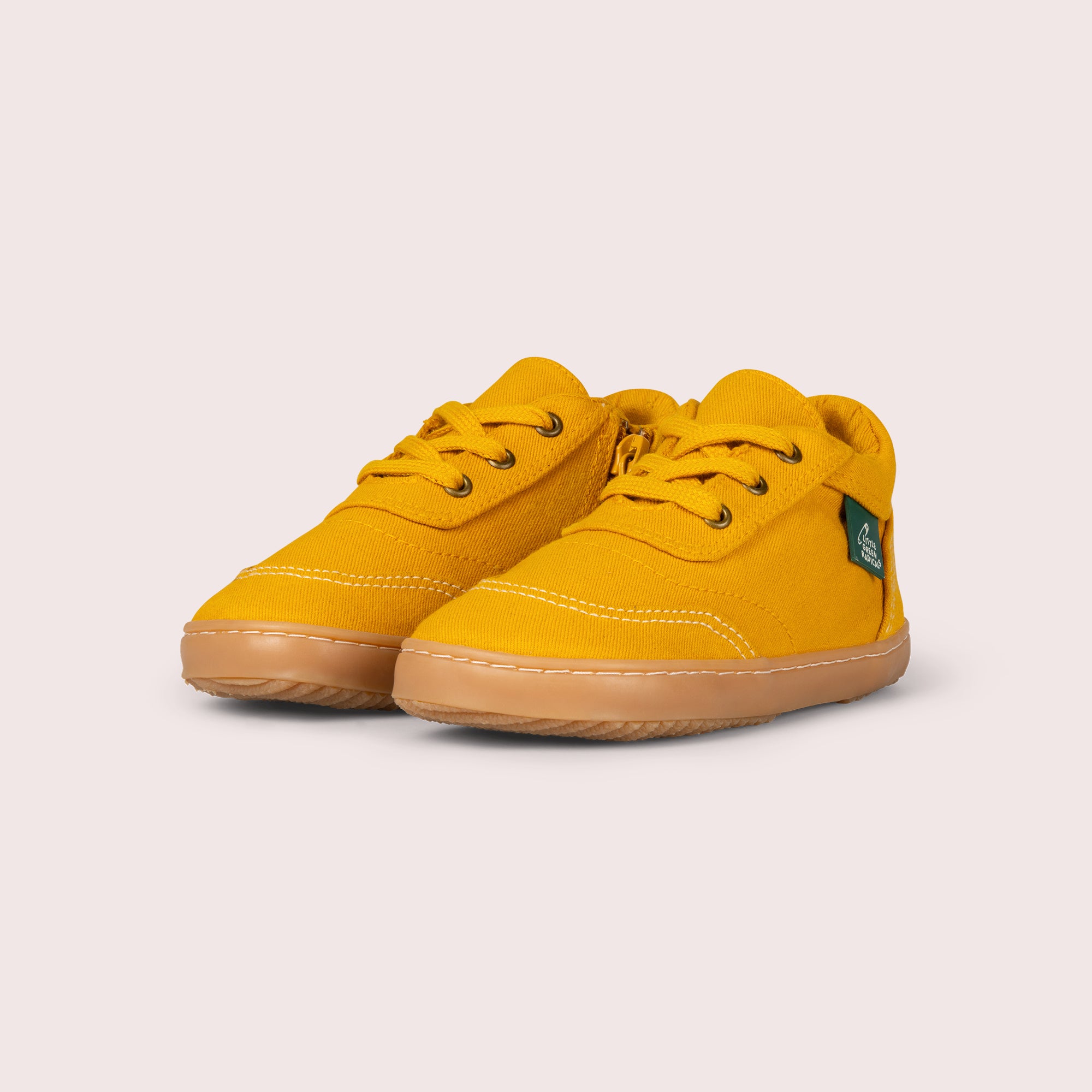 Gold Canvas Zip-up Shoes