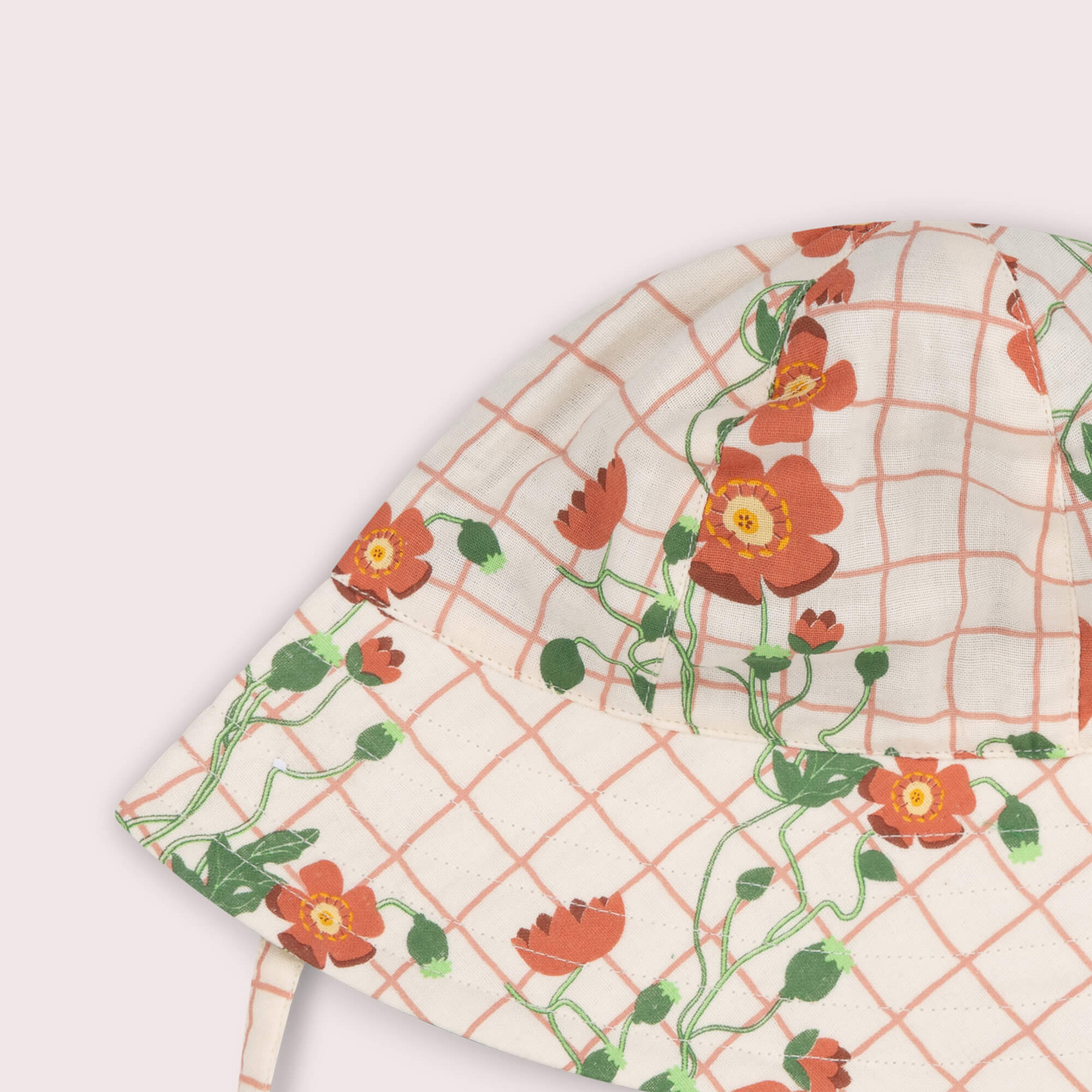 Cream Wild Poppies Reversible Sunhat Cream / 5-8y