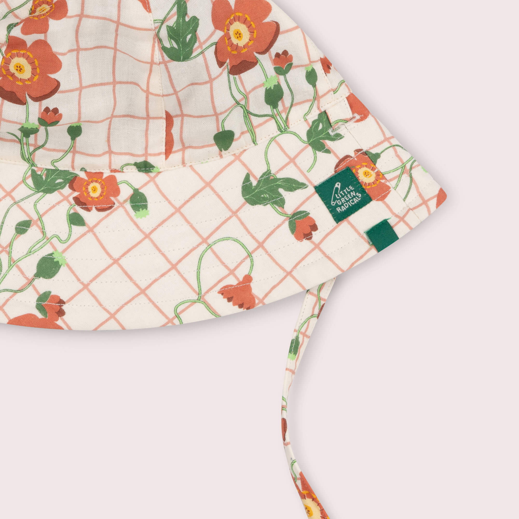 Cream Wild Poppies Reversible Sunhat Cream / 5-8y