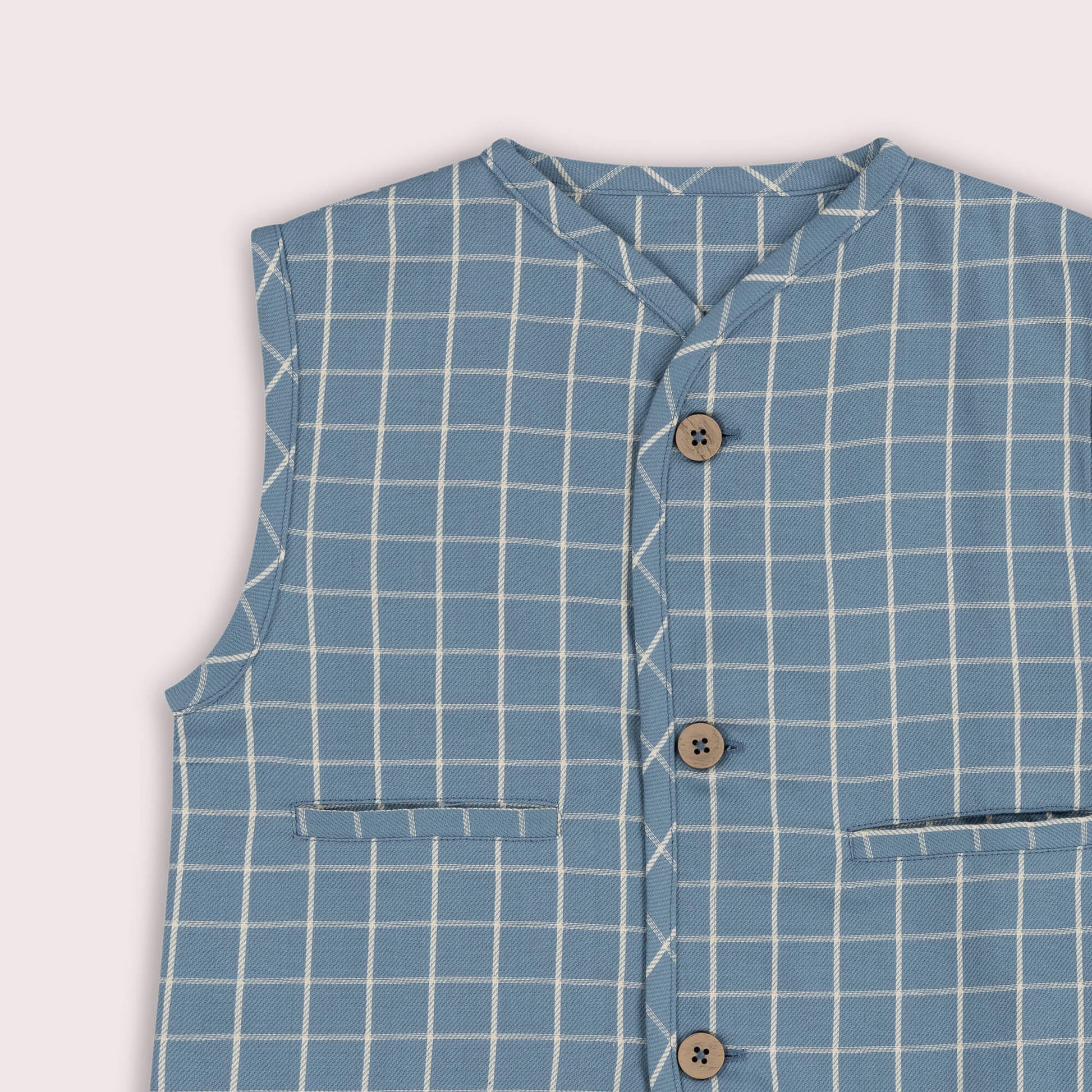 Lake Blue Check Spring Gilet Blue / 7-8y