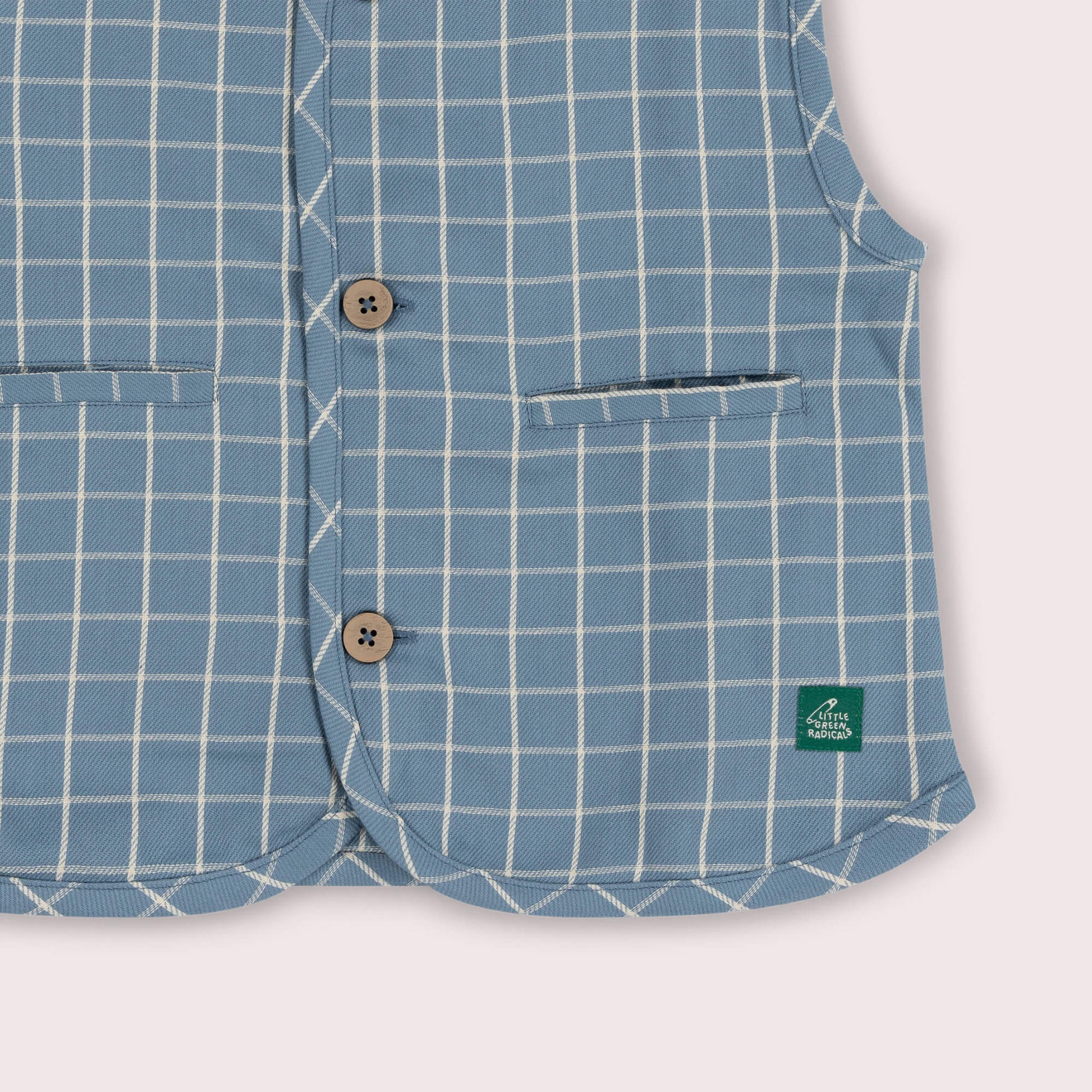 Lake Blue Check Spring Gilet Blue / 7-8y