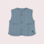 Lake Blue Check Spring Gilet Blue / 7-8y