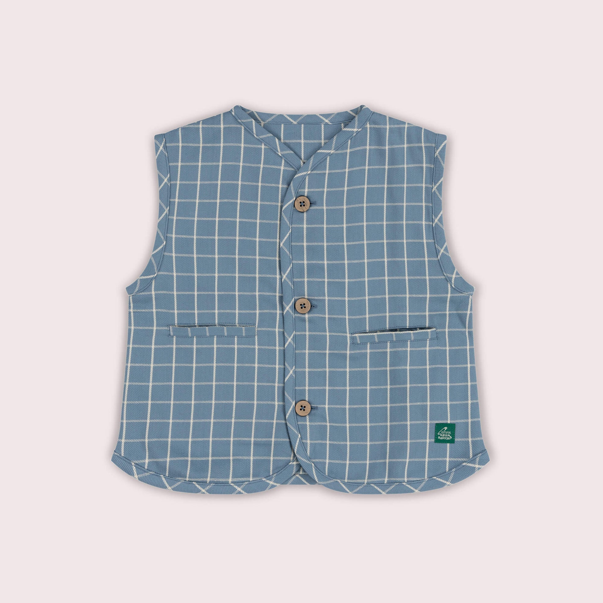 Lake Blue Check Spring Gilet Blue / 7-8y