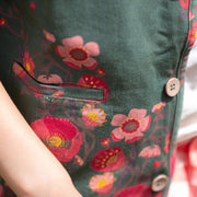 Olive Poppies Spring Gilet Green / 7-8y