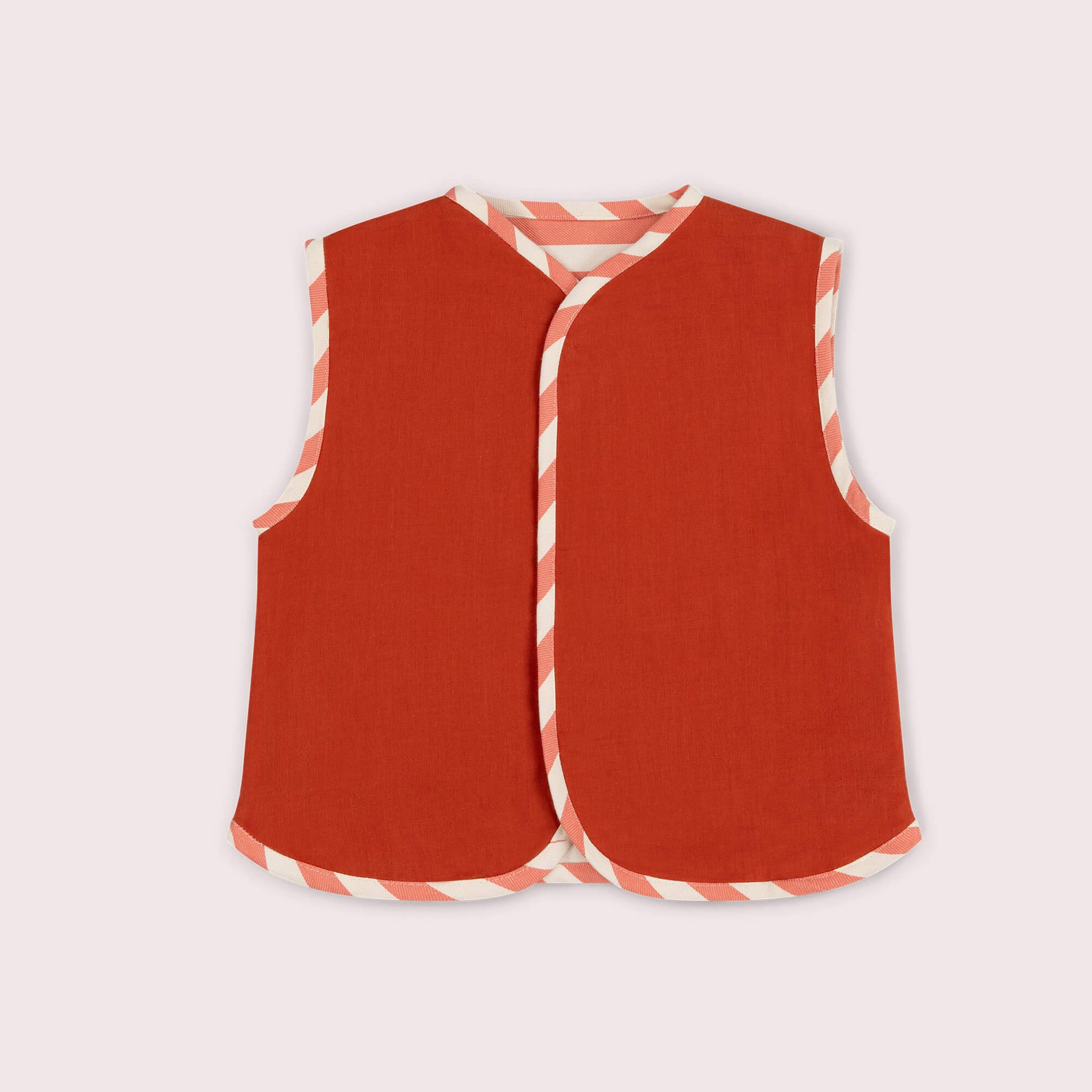 Sunset Red Striped Spring Gilet Red / 7-8y