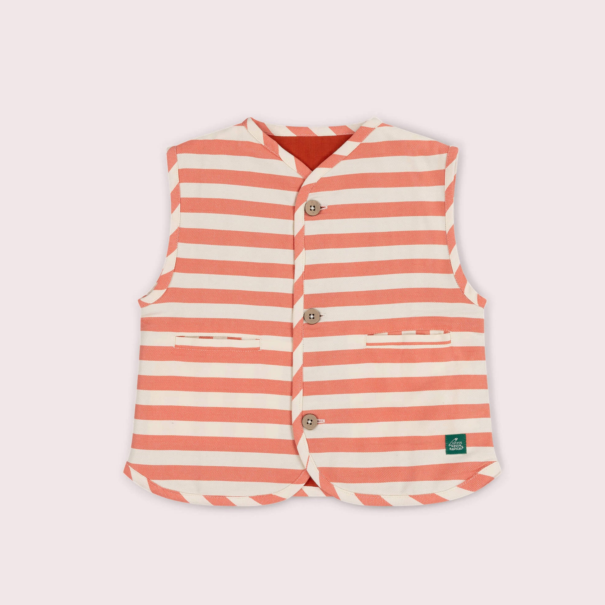 Sunset Red Striped Spring Gilet Red / 7-8y
